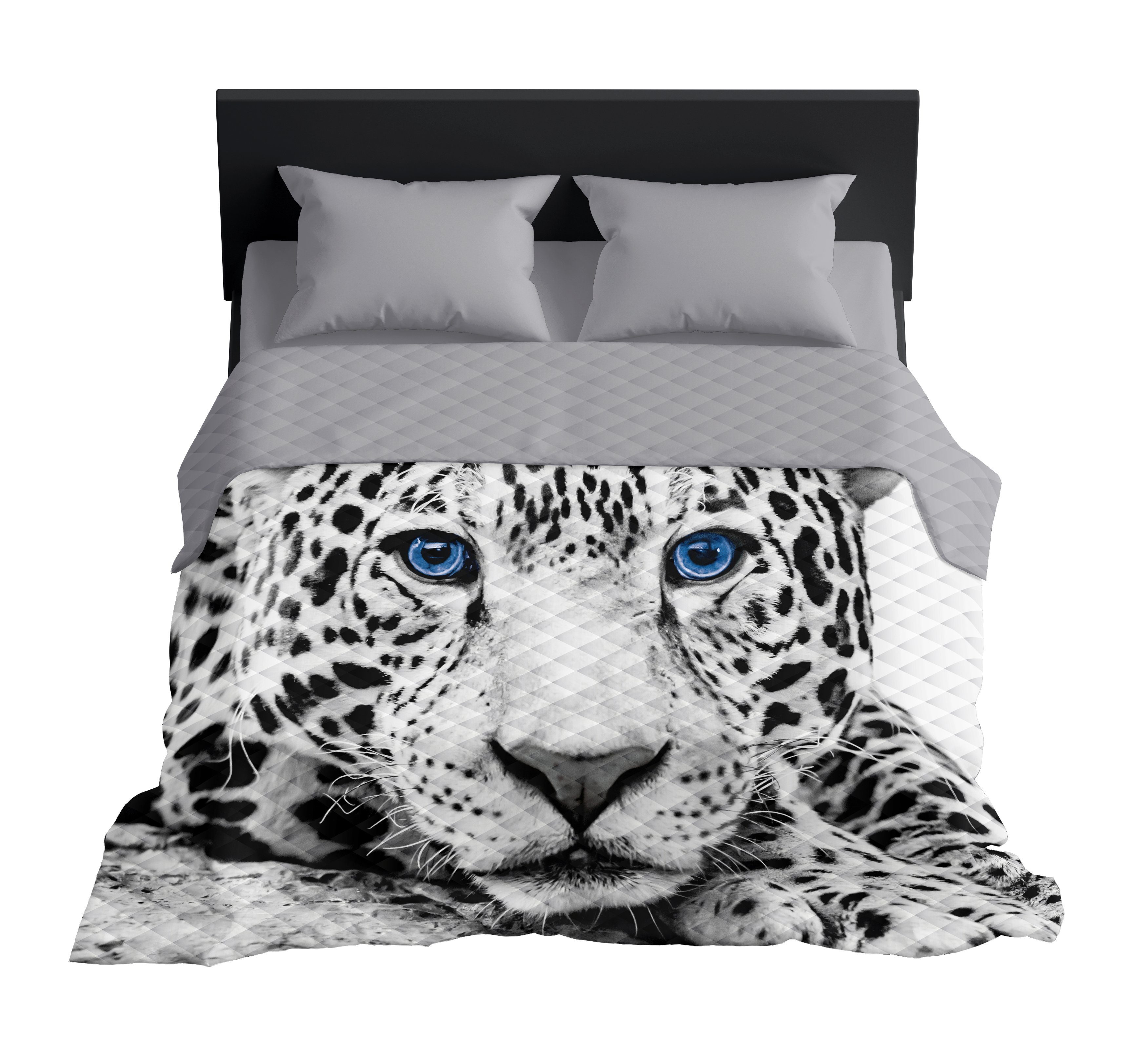 Bettüberwurf Tagesdecke x für Sonno, Carpe Tagesbettdecke Leopard Überwurf kuschelig 170 Tagesdecke Tagesdecke Grau 210 Bett, Überwurfdecke