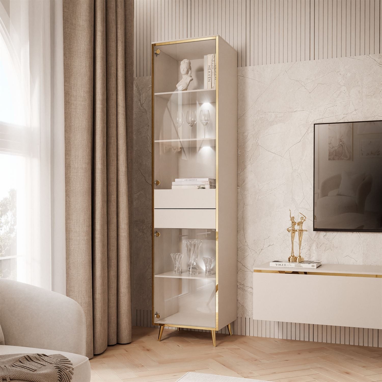 Lookway Glasvitrine AURORA KASZMIR mit LED-Beleuchtung günstig online kaufen