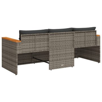 vidaXL Loungesofa Gartensofa mit Kissen 3-Sitzer Grau Poly Rattan