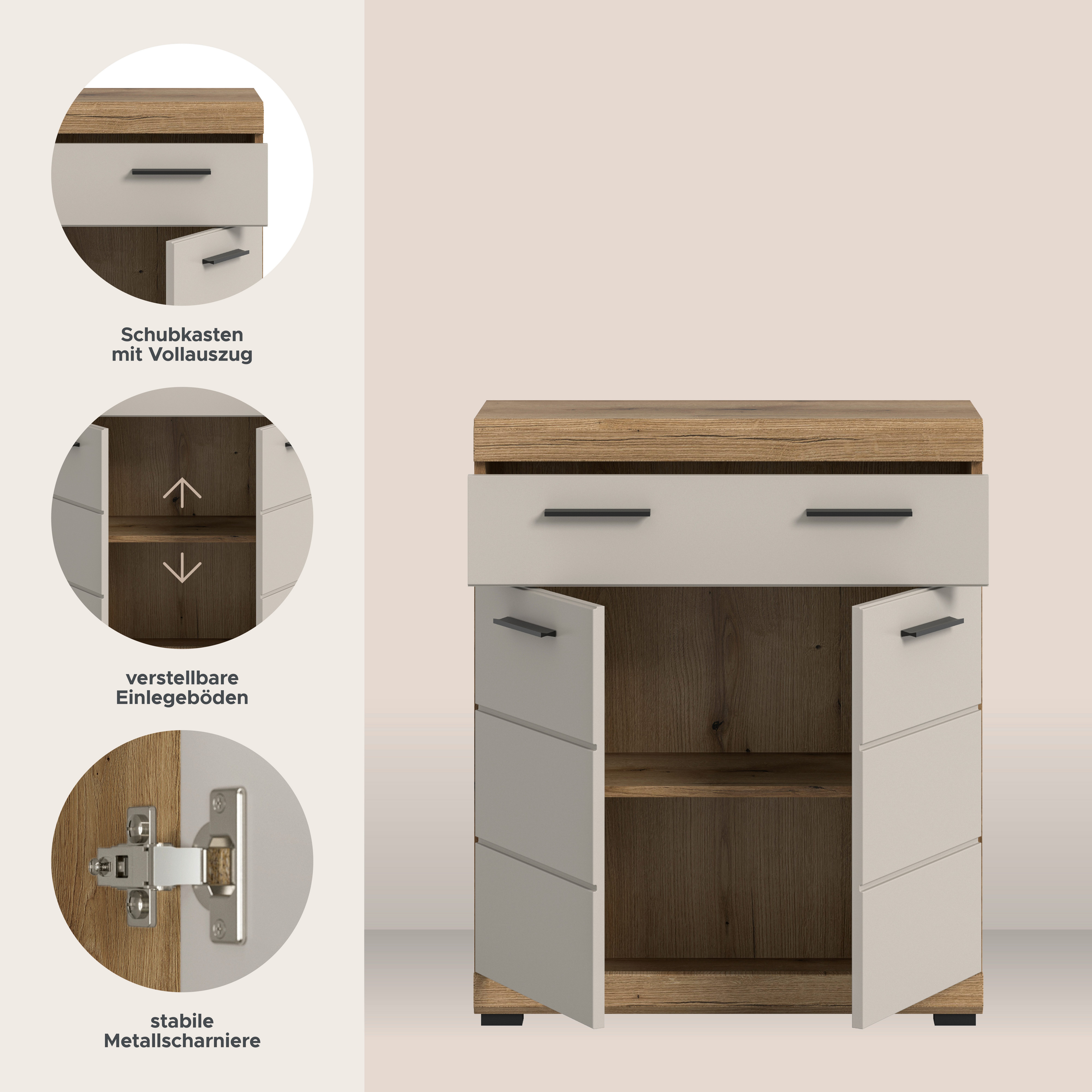 furnling Unterschrank Scott 1 Schublade, 2 Türen, Badkommode, Badschrank, B günstig online kaufen