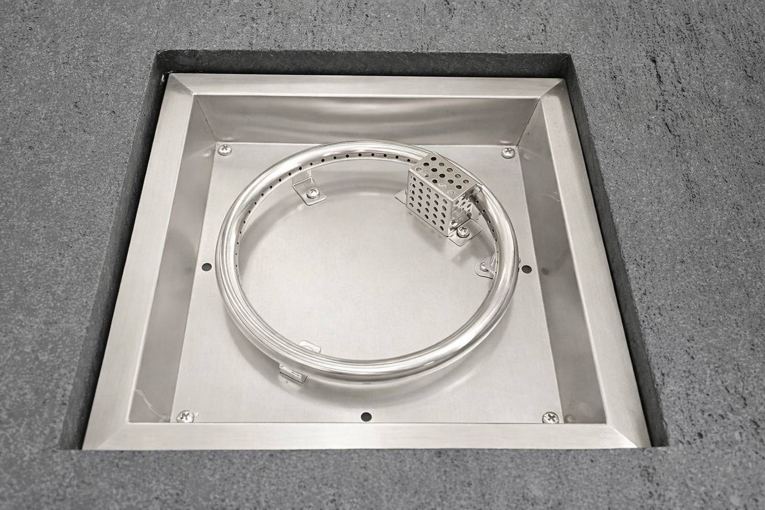 Teico Stehtisch Stehtisch m. Feuerschale u. Schublade Terrasse Gas Propan Butan 50mbar, mit Schublade für Gasflasche