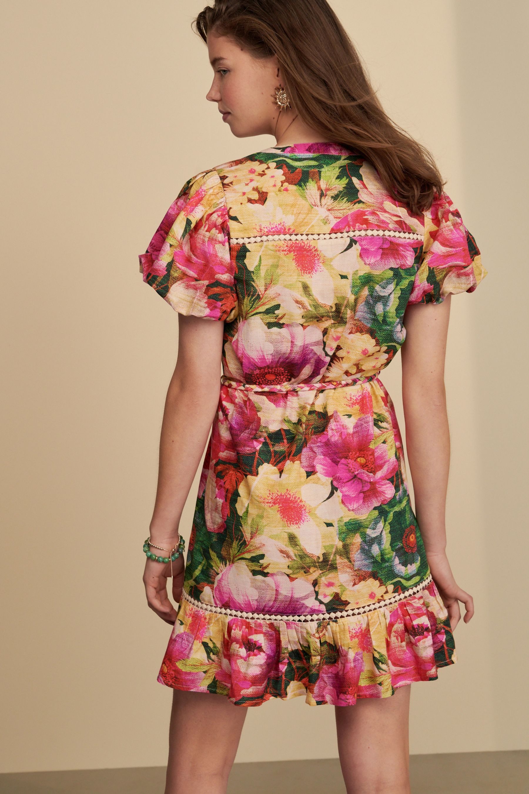 Next A-Linien-Kleid Geknöpftes Minikleid mit Spitzeneinsatz und Leinen (1-t günstig online kaufen