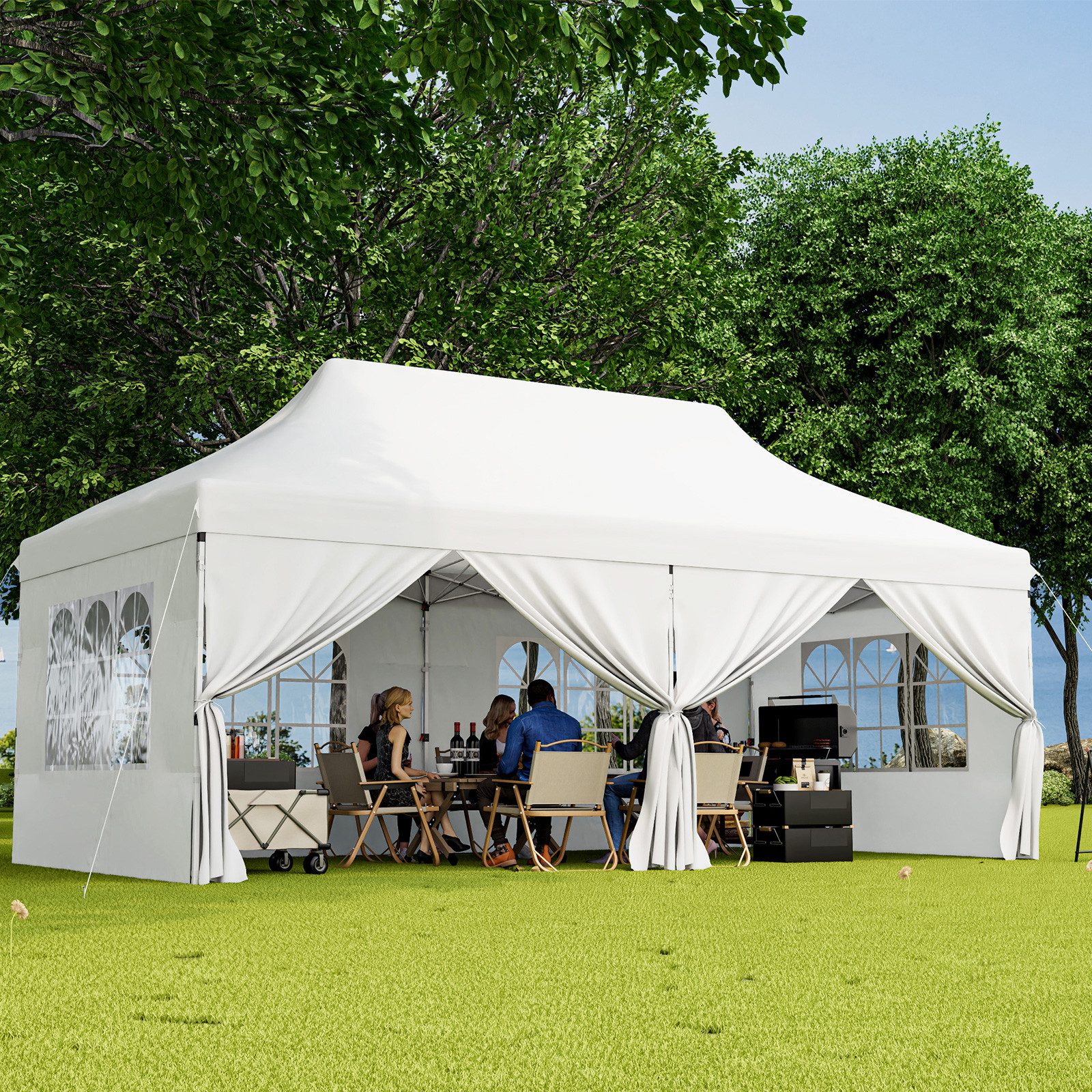 KOMFOTTEU Pavillon, Faltpavillon 3x6m, höhenverstellbar mit günstig online kaufen