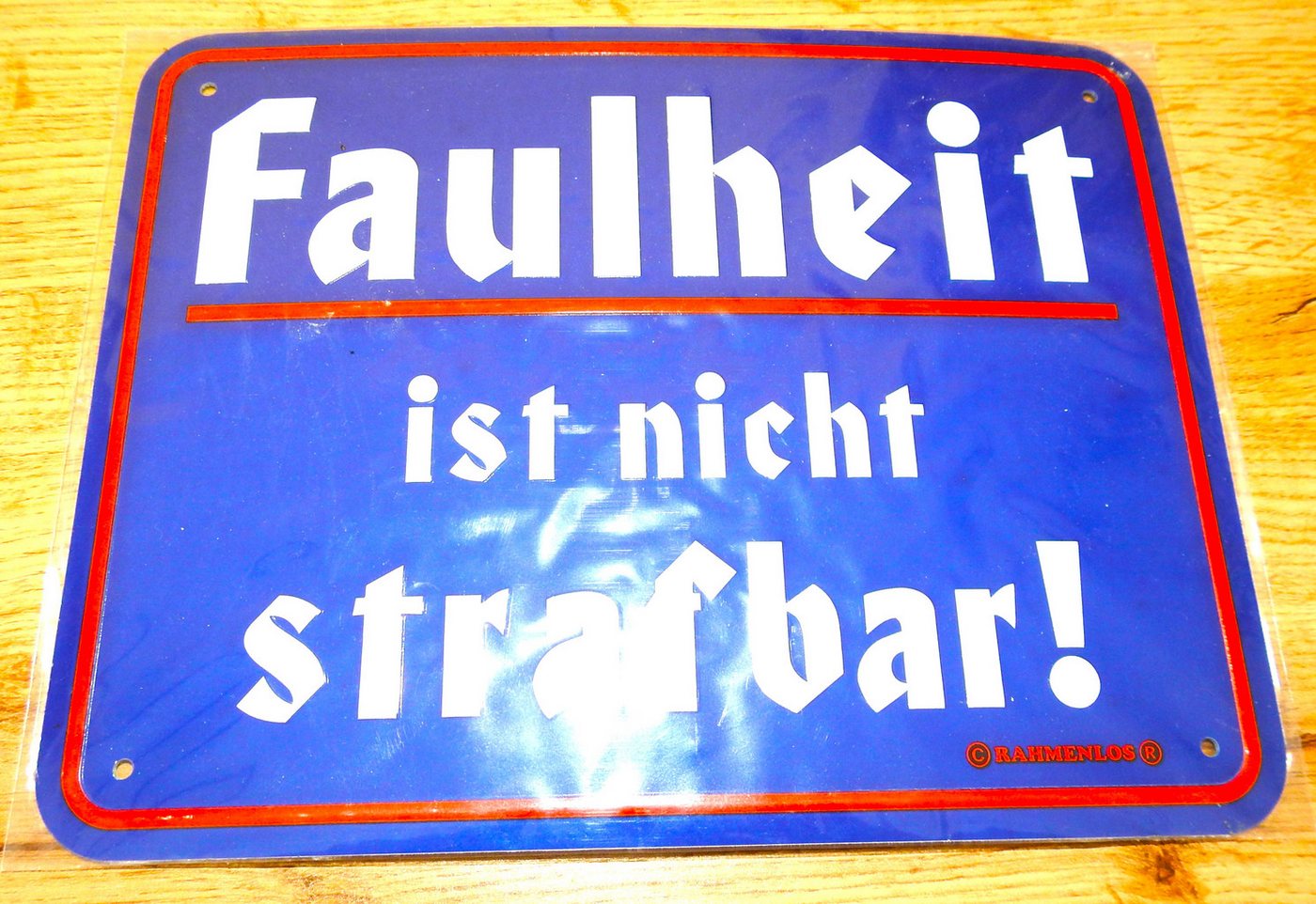 RAHMENLOS® Metallschild Faulheit, (1 St)