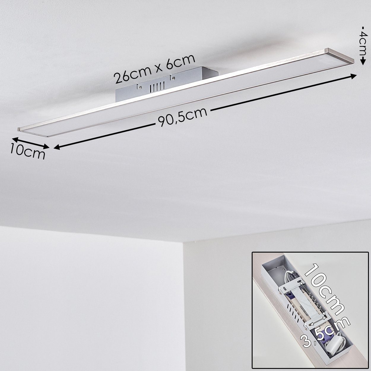 Weiß, aus Metall 1440 Kelvin, Panel »Resina« Deckenlampe Design hofstein 3000 Deckenpanel LED in Lumen, Watt, länglich 30 flachem moderne in