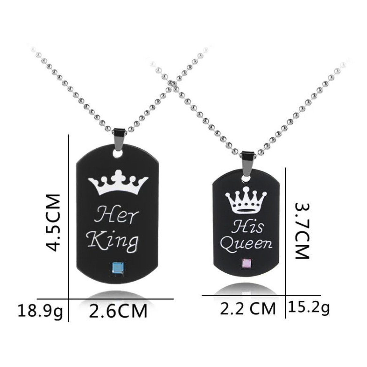 KARMA Freundschaftskette Partnerketten Edelstahl schwarz His Queen Her King (Geschenk für Sie und Ihn, 4-tlg., Paarschmuck Partnerscmuck Halsketten Liebe), Liebe Freundschaft Paare Halsketten Ketten
