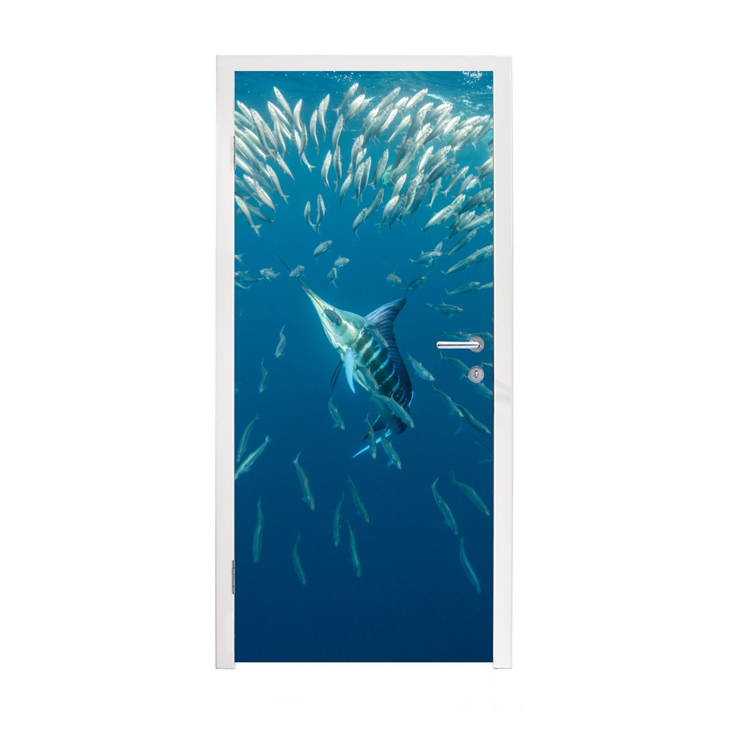 MuchoWow Türtapete Fisch - Schwertfisch - Wasser, Matt, bedruckt, (1 St), Fototapete für Tür, Türaufkleber, 75x205 cm