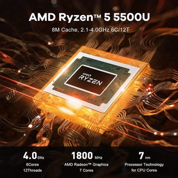 Beelink Mini-PC (AMD Ryzen 5 5500U, ‎Radeo RX Vega Graphics, 16 GB RAM, 1000 GB HDD, Powerful SER5 Mini PC:16GB DDR4, 1TB NVME Triple Displays)