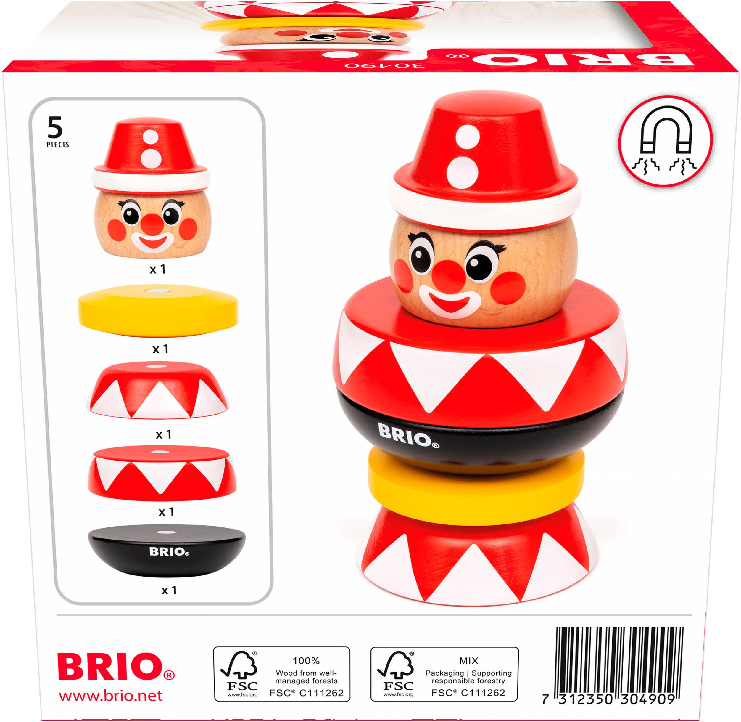 BRIO® Stapelspielzeug Magnetischer Stapelclown