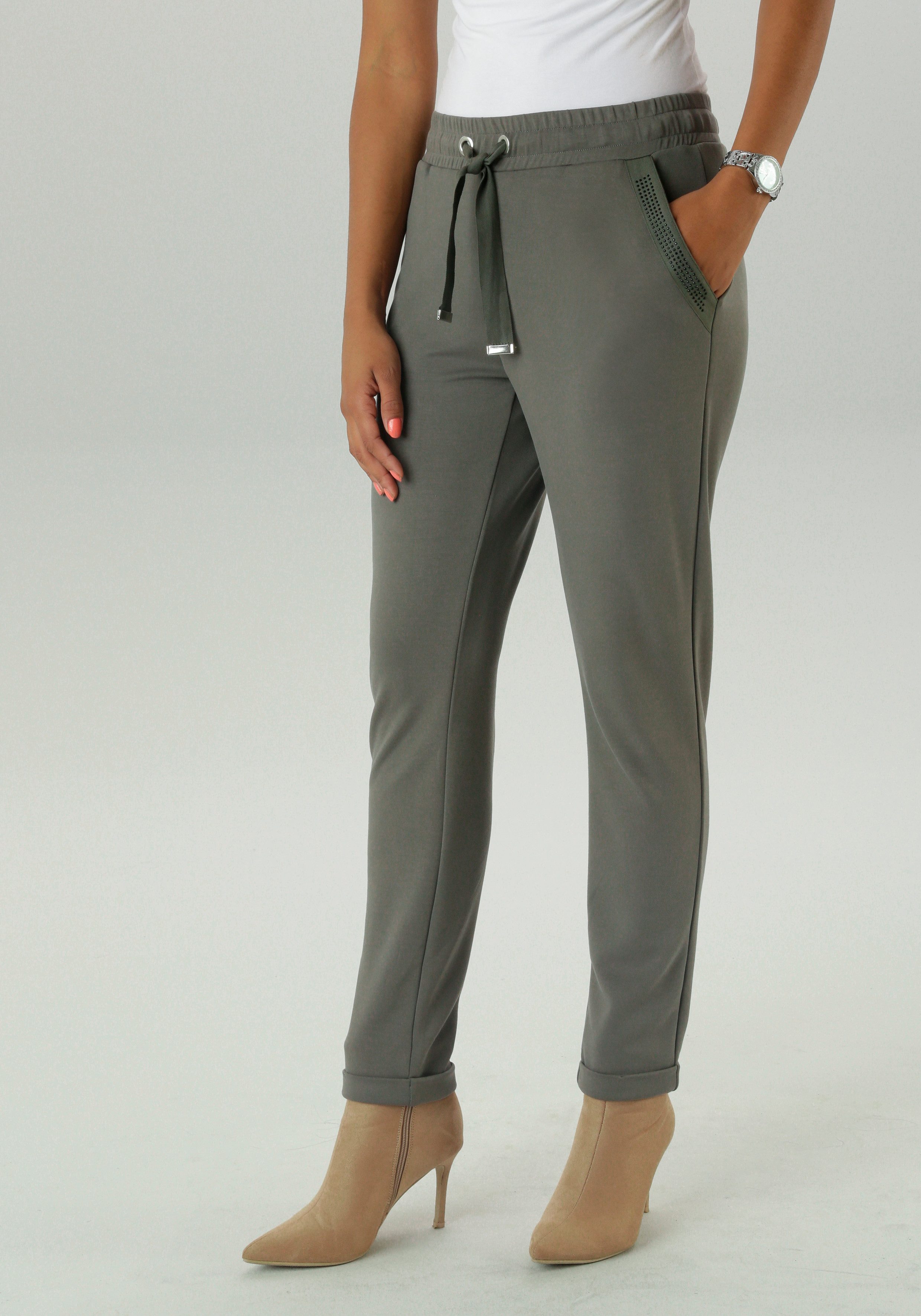 Aniston SELECTED Schlupfhose mit Glitzersteinen an günstig online kaufen