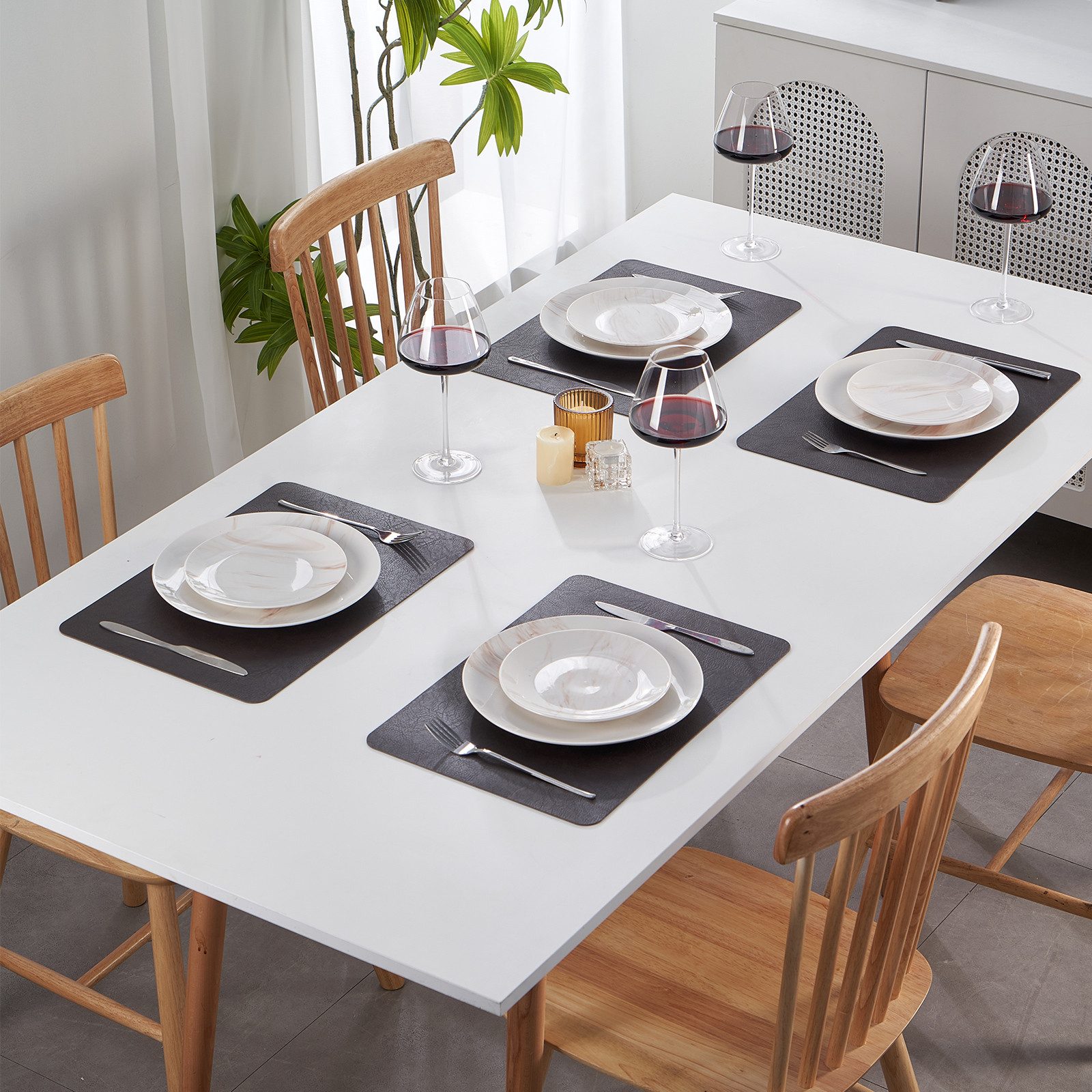 Simurq Platzset Abwaschbar - Beidseitig Nutzbare und Rutschfeste Tischsets, (Platzdeckchen Tischuntersetzer, 4-St., Set mit 4 oder 6 Tischsets), Tischdeko für Esszimmer und Küche