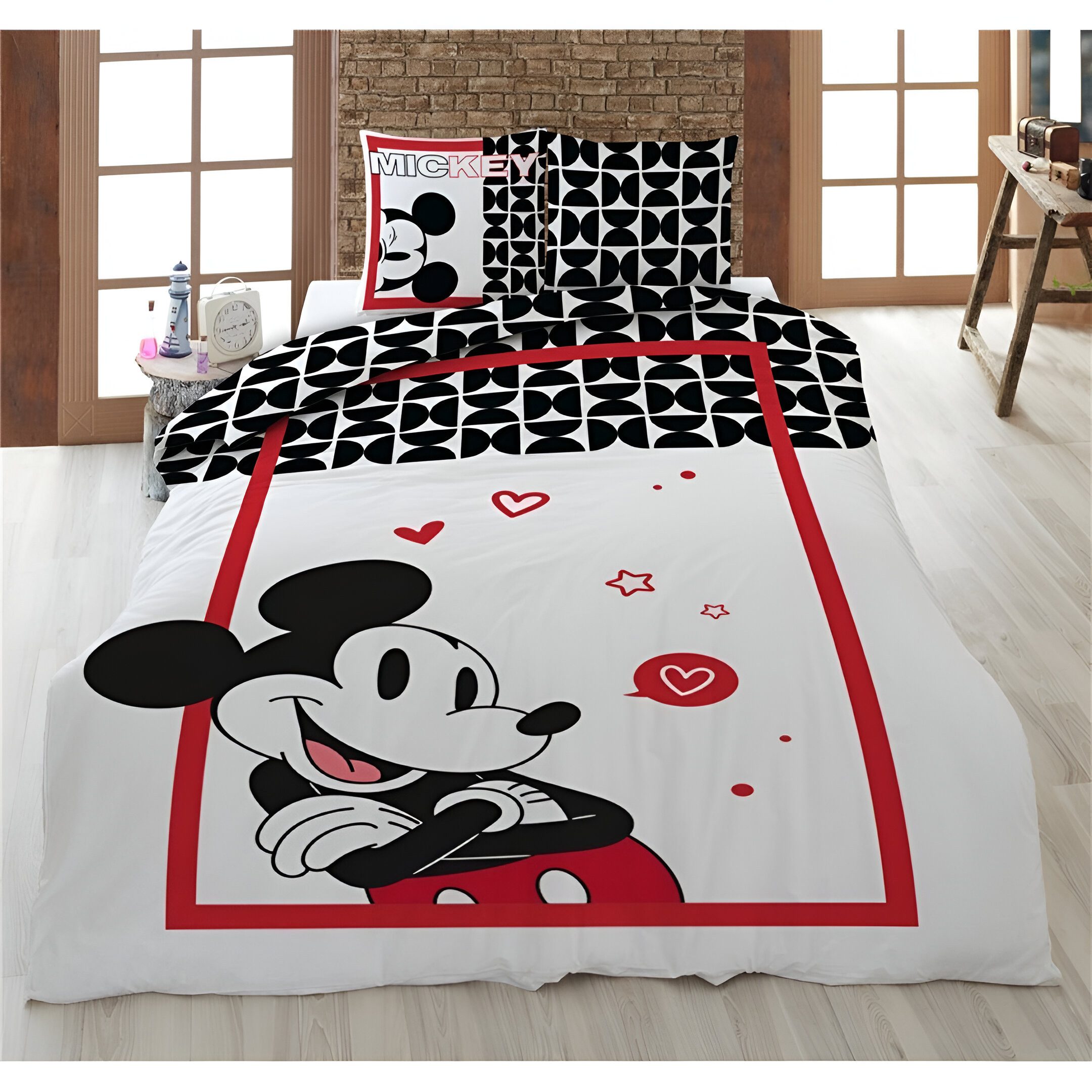 Disney Постельное белье Disney Mickey Maus Kinder Постельное белье 2tlg. Set 135x200 80x80, Baumwolle, 2 teilig, 100% Baumwolle