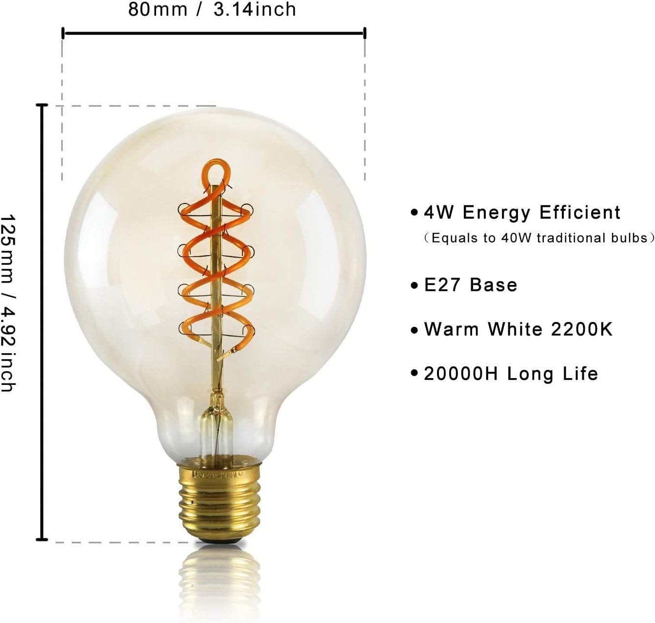 Nettlife LED-Leuchtmittel 2 Stück LED Glühbirne Vintage E27 Lampe G80 Warmw günstig online kaufen