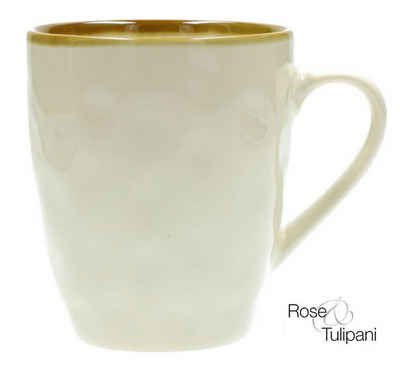 Rose & Tulpani Tasse Große Tasse Steingut Becher mit Henkel 430ml Ivory, Steingut, Handgefertigt, Backofengeeignet
