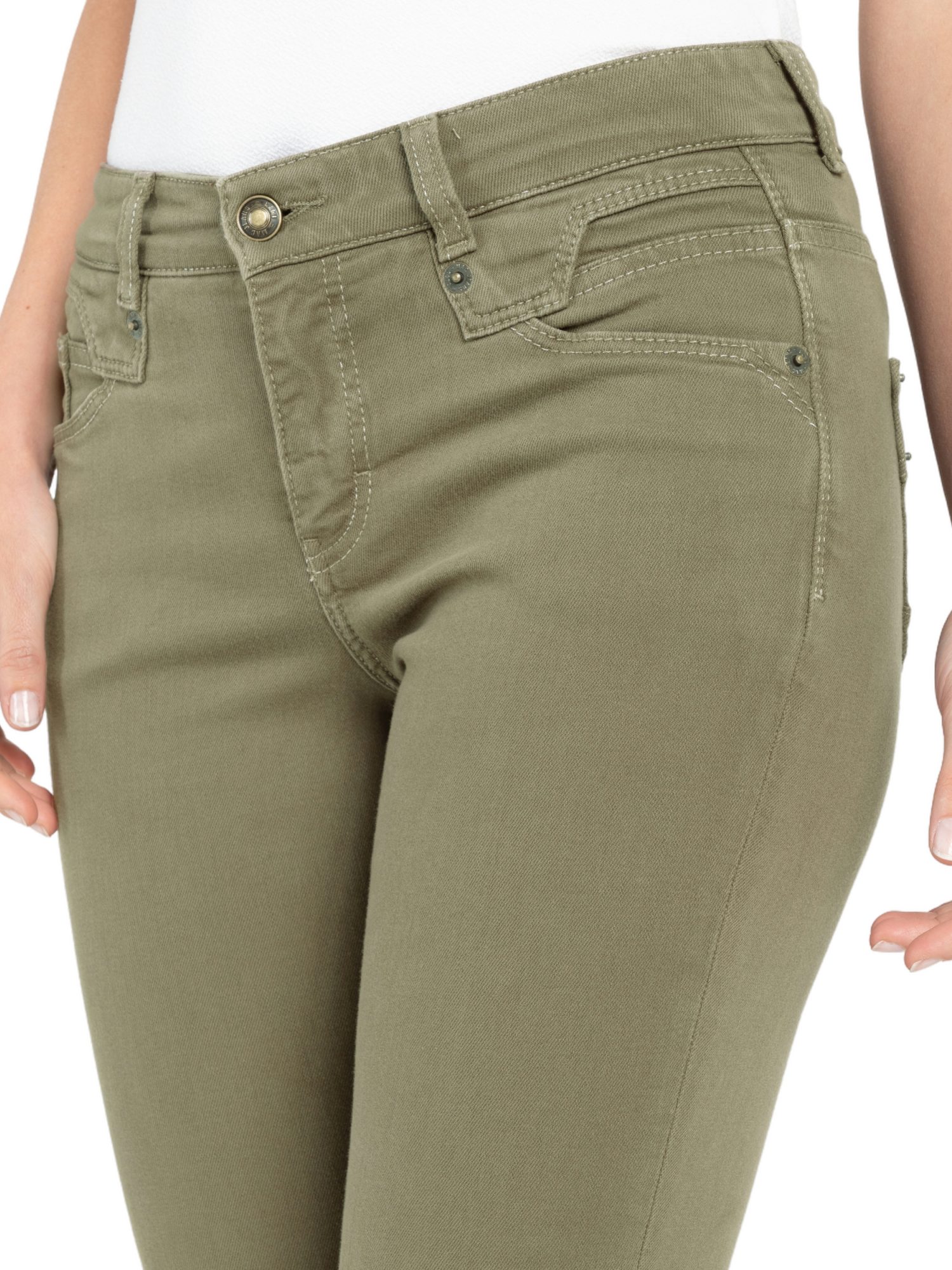 MAC Stretch-Hose grün, Casual, Baumwolle, Unifarben, Regular Fit, Mittel