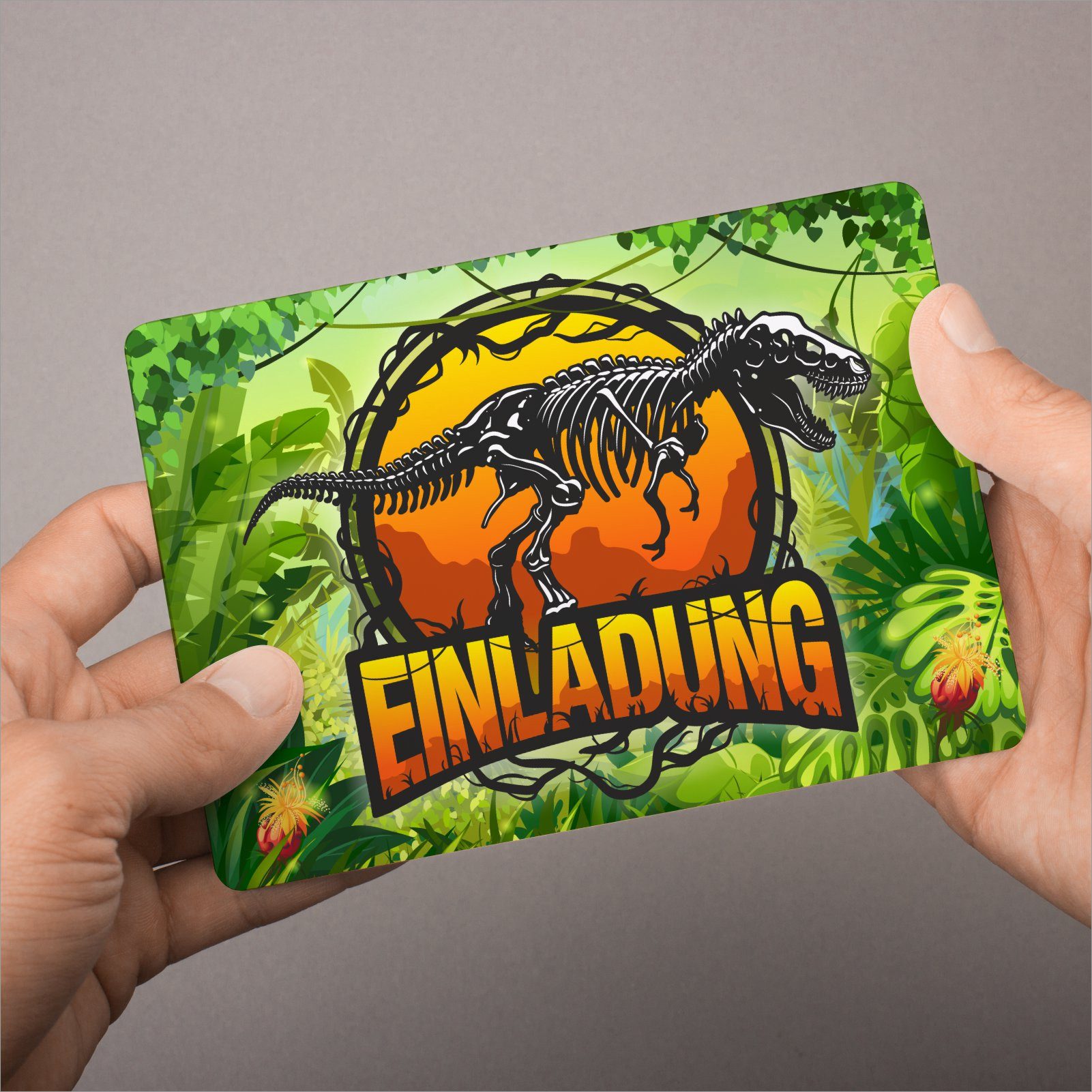 nikima Einladungskarten 10 Einladungskarten mit Glanzlack Dinosaurier für Kindergeburtstag – Bild 4 von 5
