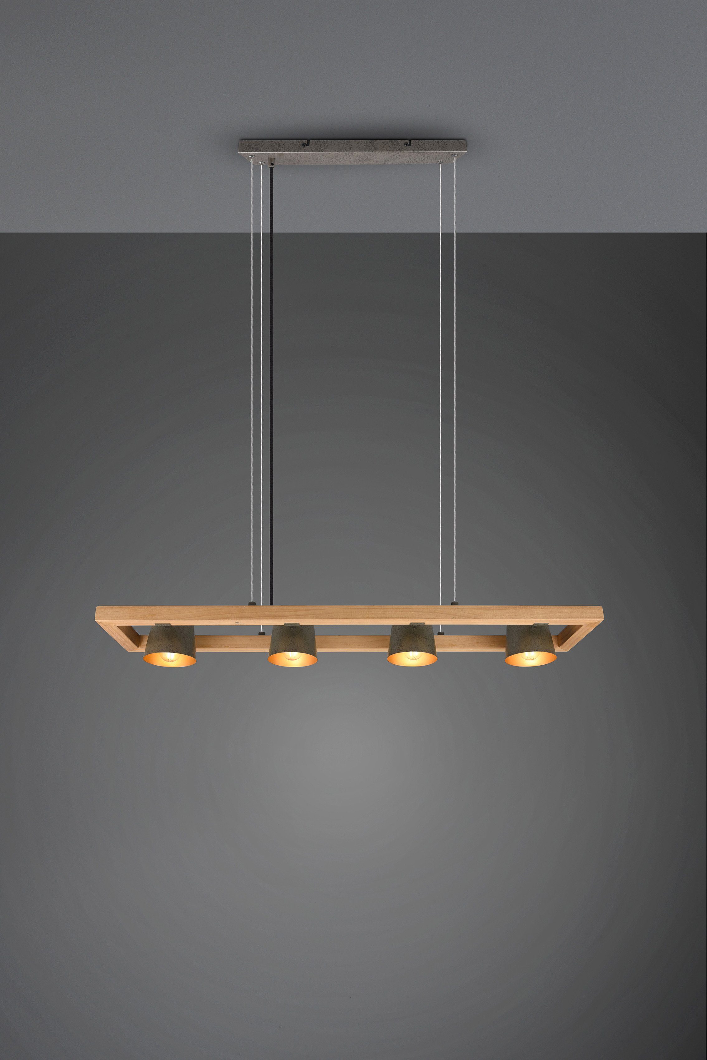 Leuchtmittel aus Schirme Pendelleuchte nickel Bell, in Glocken-Design / ohne antik Schirmen Holz TRIO Leuchtmittel, Leuchten Warmweiß, wechselbar, mit Optik