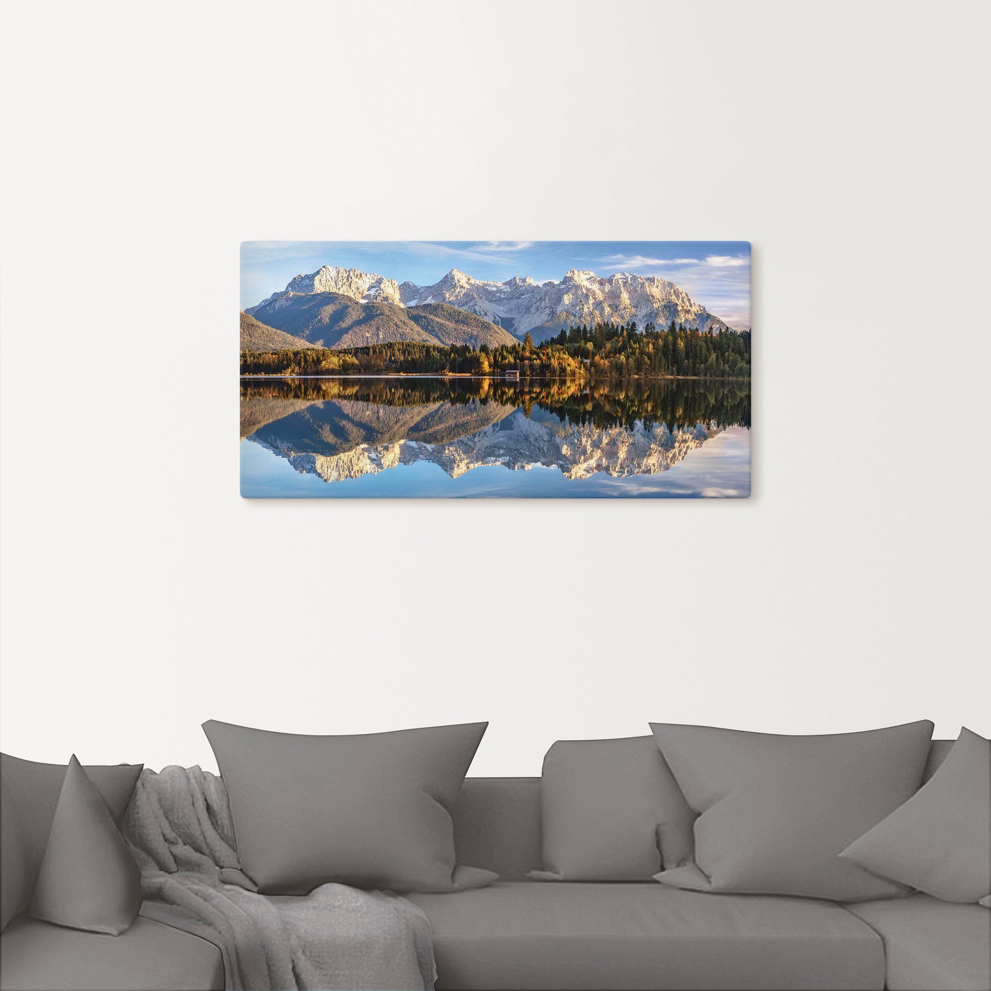 Artland Leinwandbild Karwendelblick am Barmsee, Berge & Alpenbilder (1 St), auf Holzrahmen gespannt