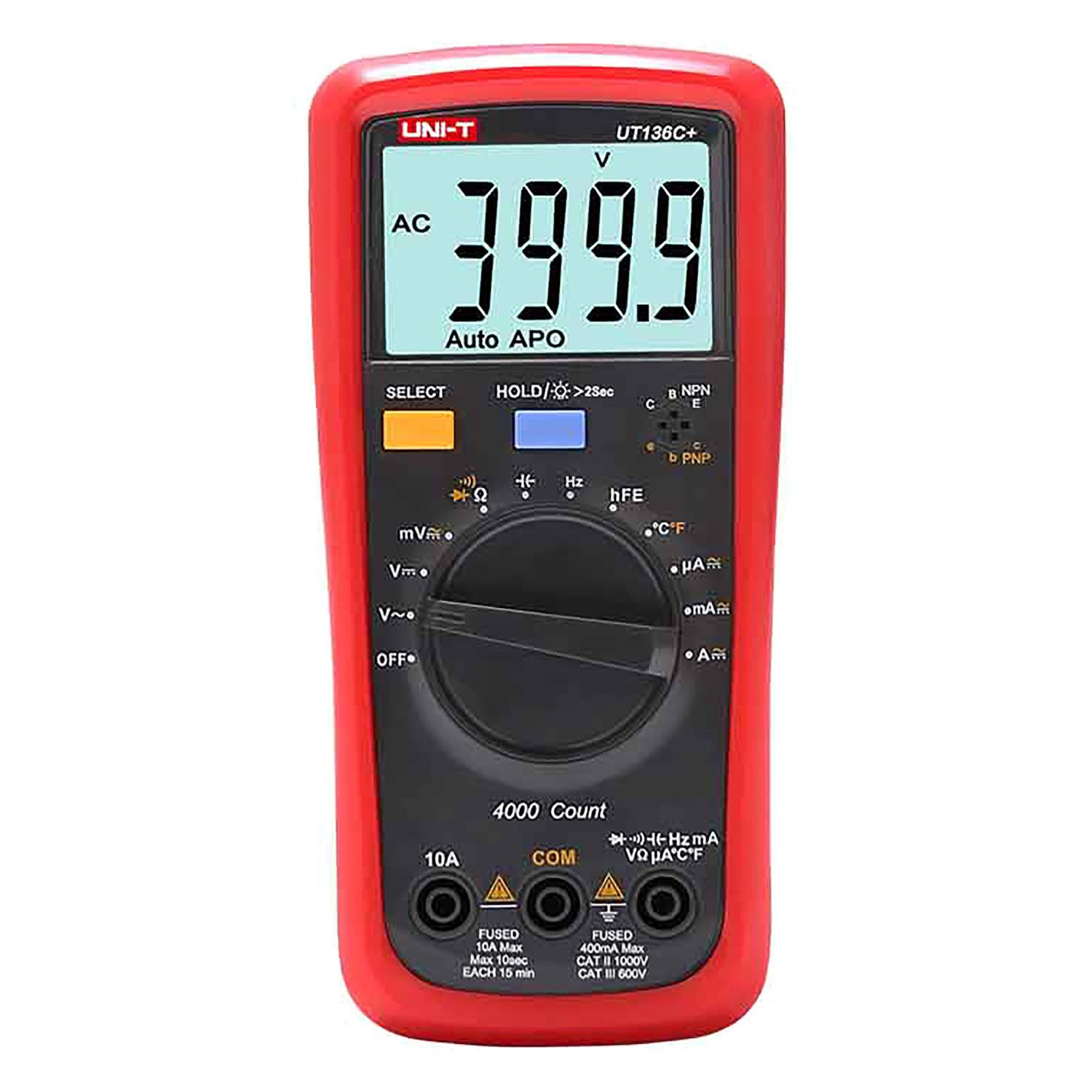 UNI-T Multimeter UT136C+ Digitalmultimeter mit Kabeln, Spannungs- und Strommessung, inklusive Messleitungen