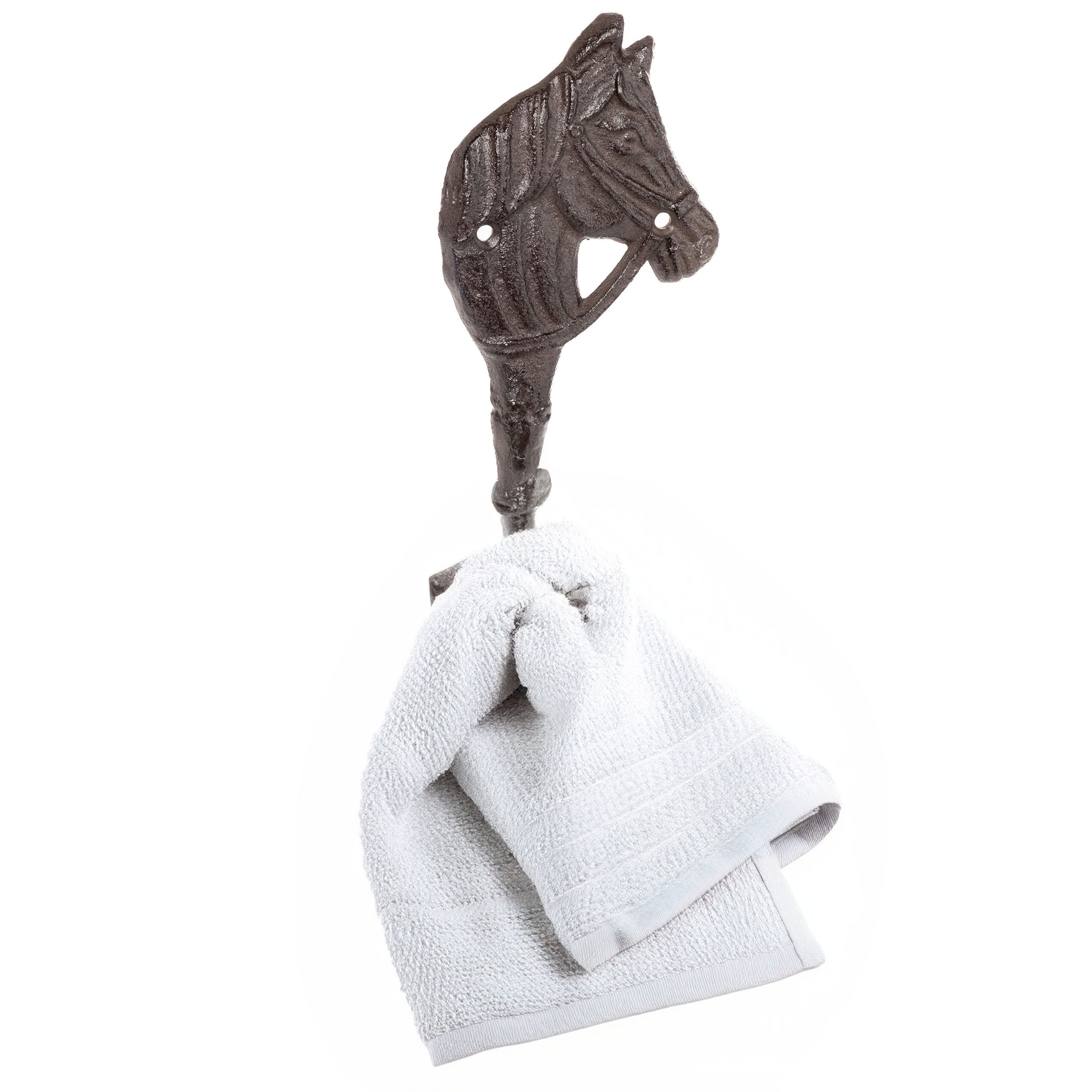 Annastore Wandhaken Haken aus Gusseisen Pferd und Hufeisen Kleiderhaken Wandhaken, Für Reiter und Pferdeliebhaber