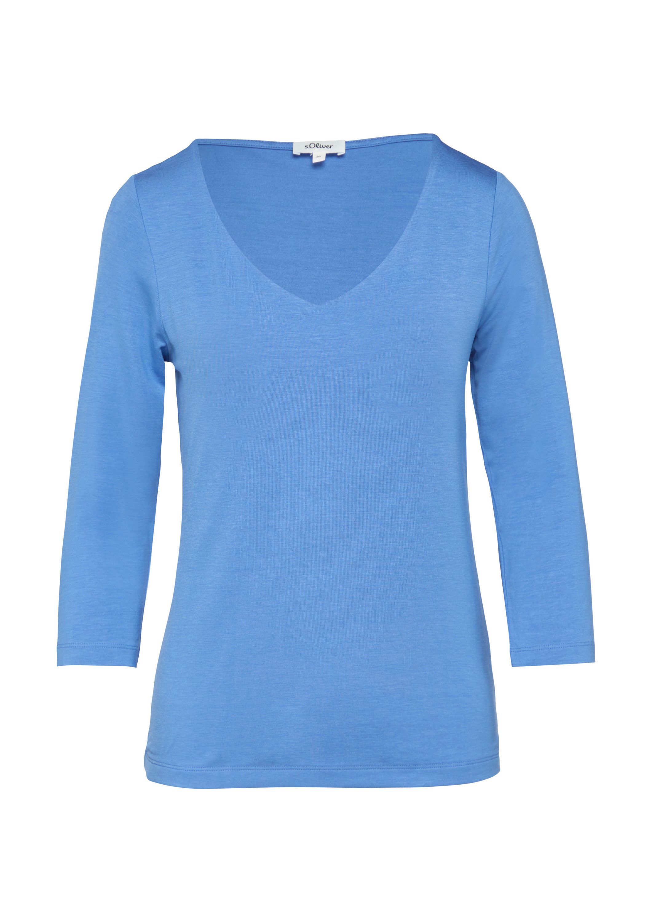 s.Oliver 3/4-Arm-Shirt T-Shirt T-Shirt aus Lyocell im Slim Fit mit 3/4-Ärme günstig online kaufen