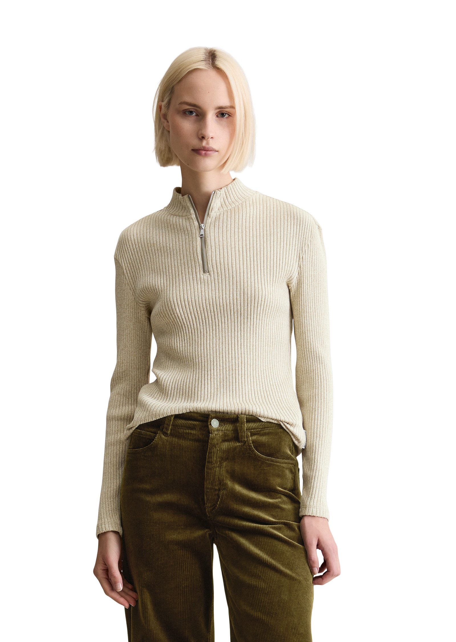 Marc O'Polo DENIM Langarmshirt aus Rippjersey günstig online kaufen