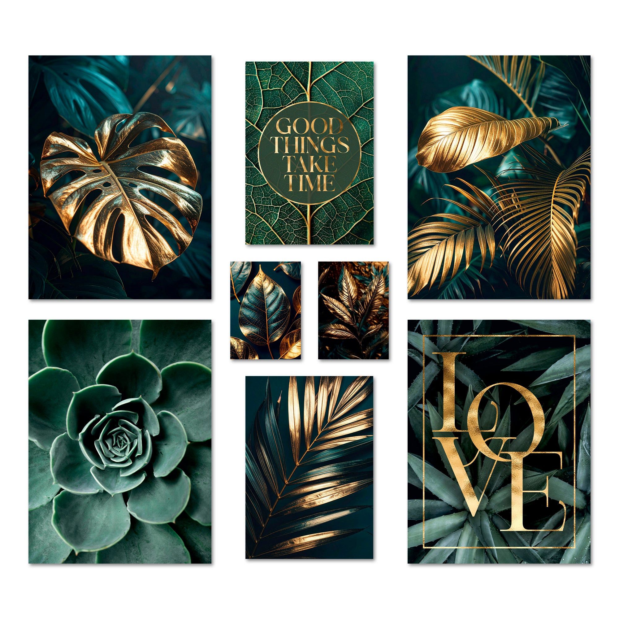 ARTFAVES Bilder-Collage Poster Set Gold Plant Harmony I mehrteilige Bilderw günstig online kaufen