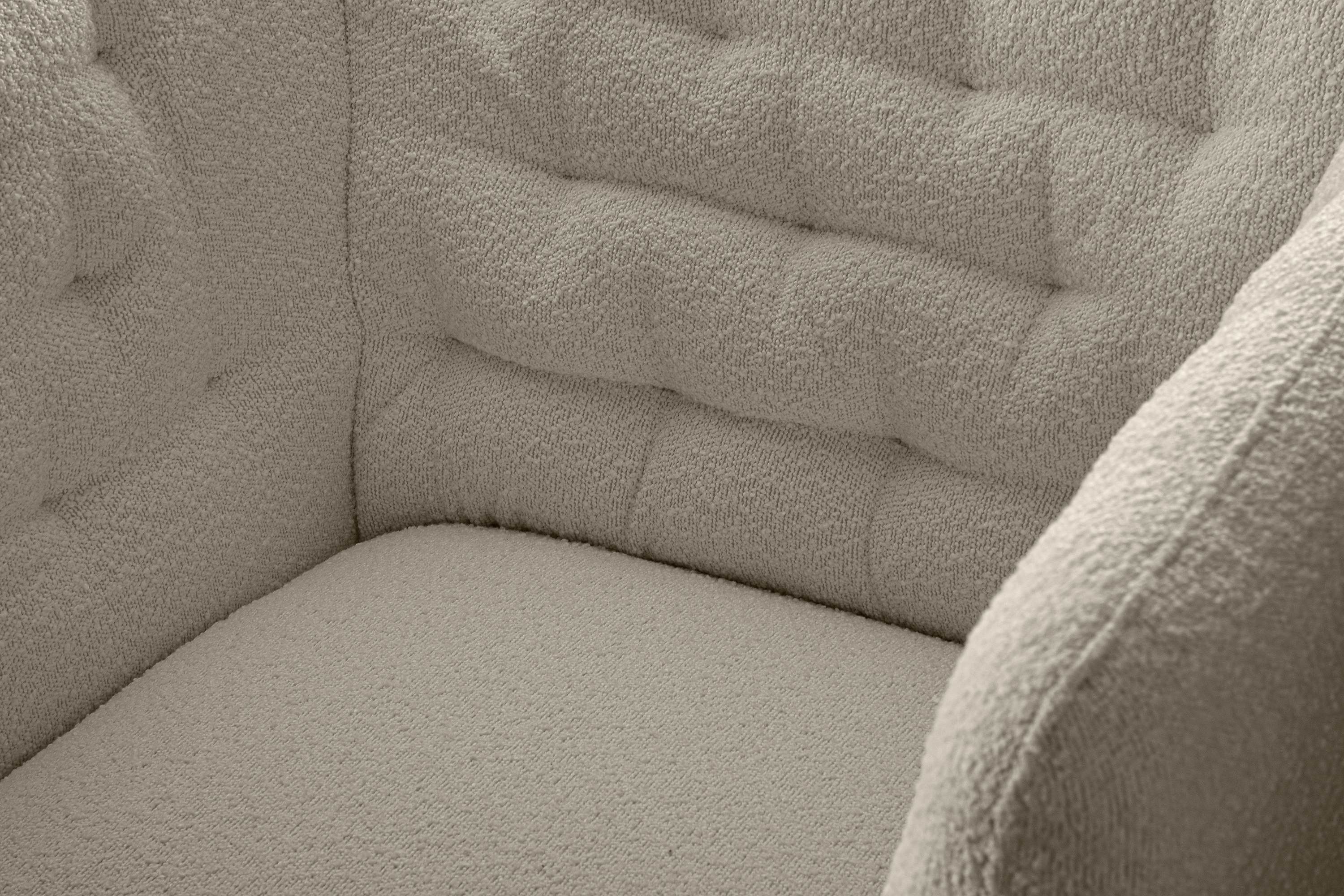 Konsimo Sessel im und beige beige auf gewellte CORDI Feder Gesteppter hohen | Sitz Schaumstoff Metallfüßen, Sessel