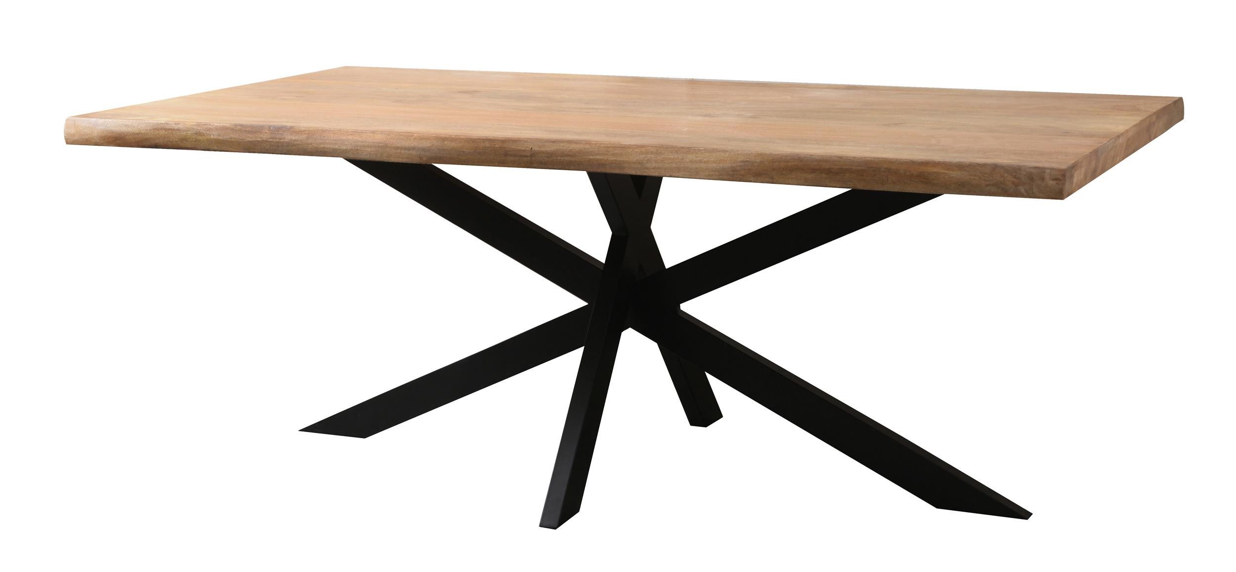WOLF MÖBEL Esstisch KERALA Live edge Tisch 200x100 mit Stern-legs Platte 55mm (200 x 100 x 77), KERALA Live edge Tisch 200x100 mit Stern-legs Platte 55mm