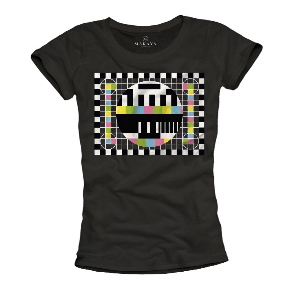 MAKAYA T-Shirt Damen Top Testbild Nerd Motiv Aufdruck Print Druck Damenshirt
