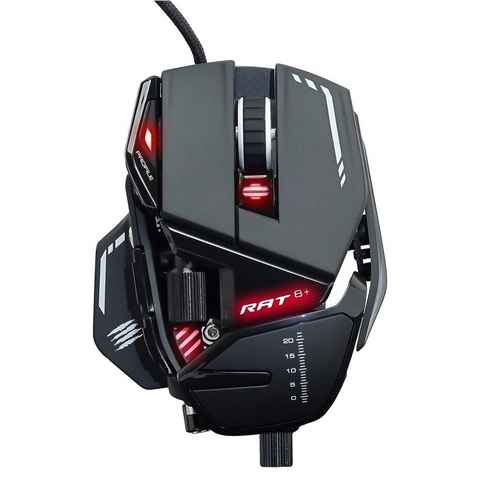 Madcatz R.A.T. 8+ Gaming-Maus (kabelgebunden, 16000 dpi, Sleeve-Kabel, Handballenauflage anpassbar, ergonomisches Design)