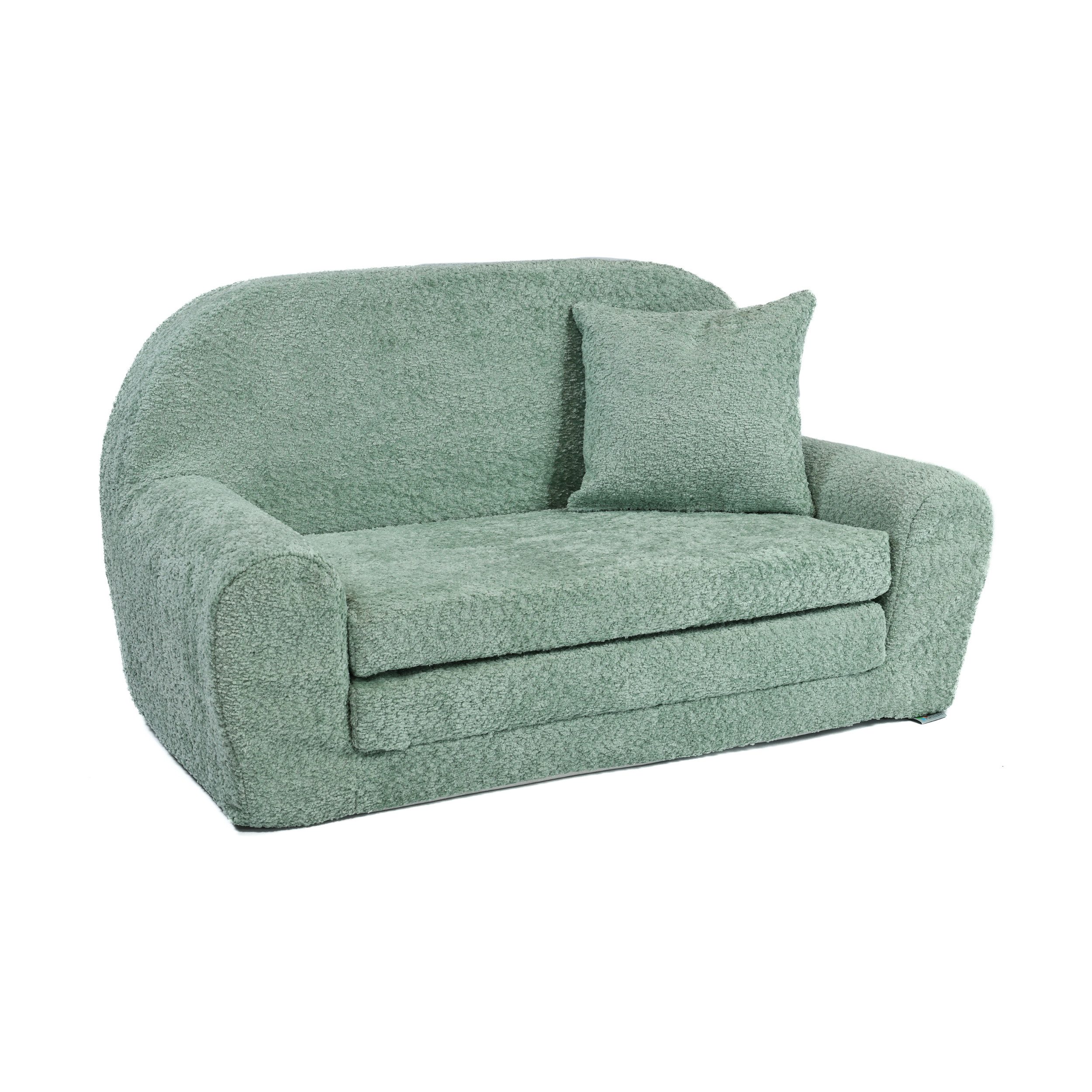 FORTISLINE Kindersofa Mini-Sofa Kindersofa Spielsofa aus Teddy-Stoff ausklappbar, Ausklappbar – Bild 2 von 4