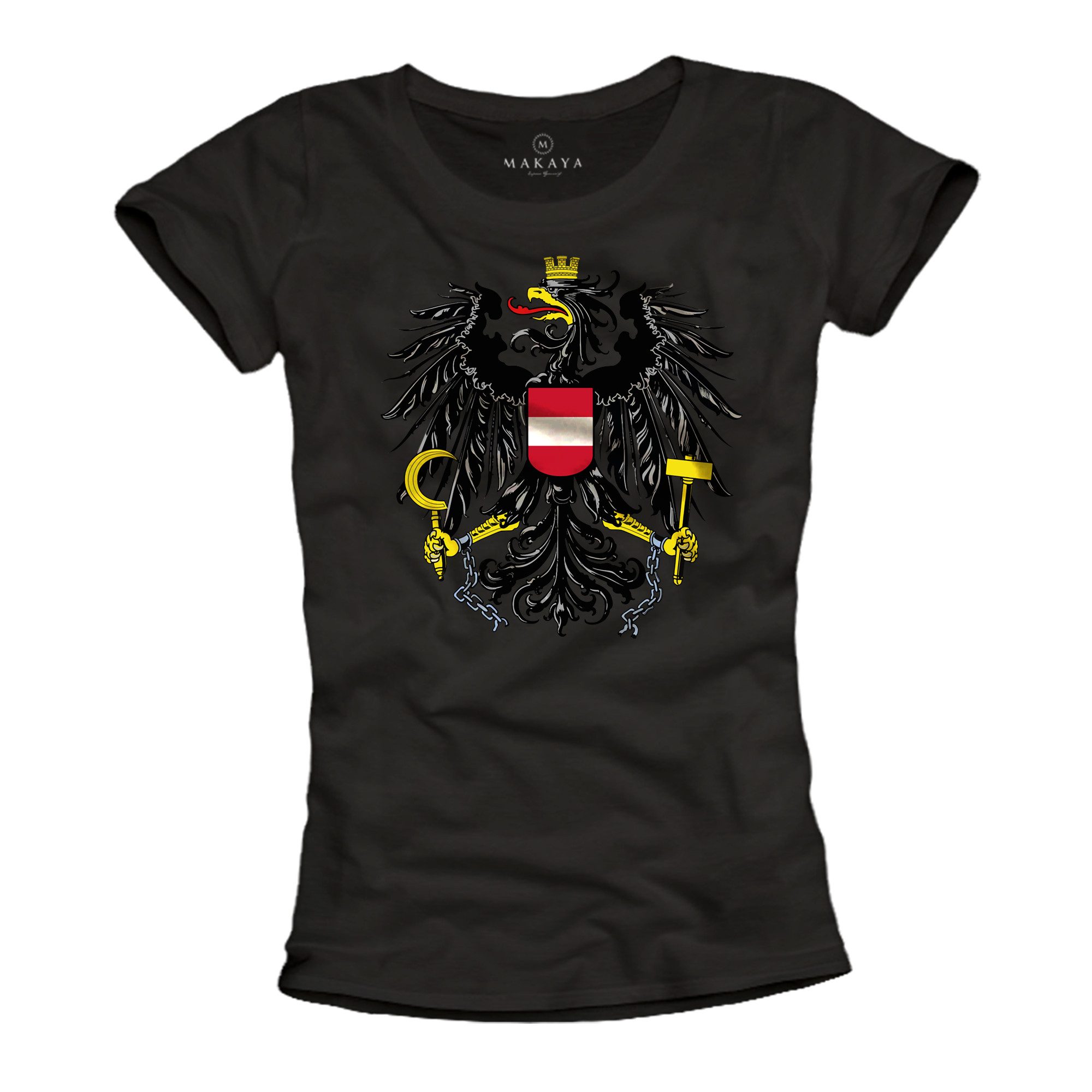 Print-Shirt Damen Österreich Flagge Adler Motiv Österreichischer Fahne Frauen Top