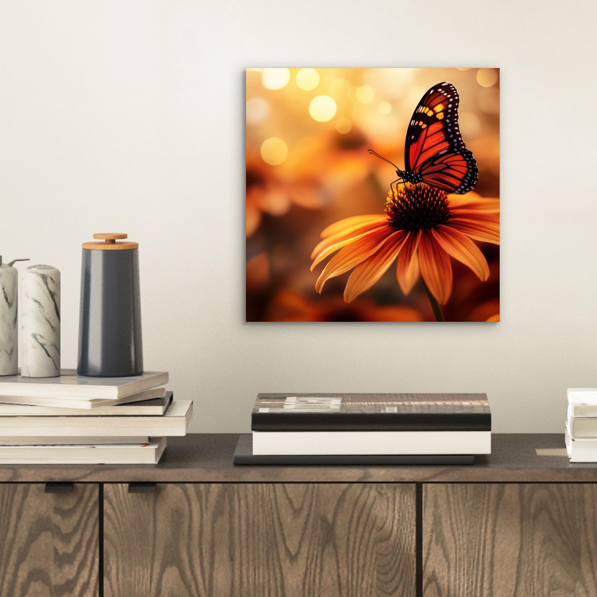 MuchoWow Metallbild Schmetterling - Blumen - günstig online kaufen