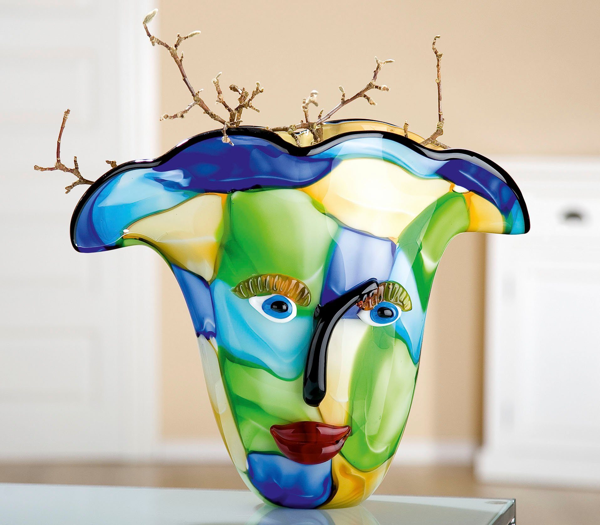 Casablanca by Gilde Tischvase Visto, Höhe ca. 31 cm (1 St), dekorative Vase aus Glas, Blumenvase