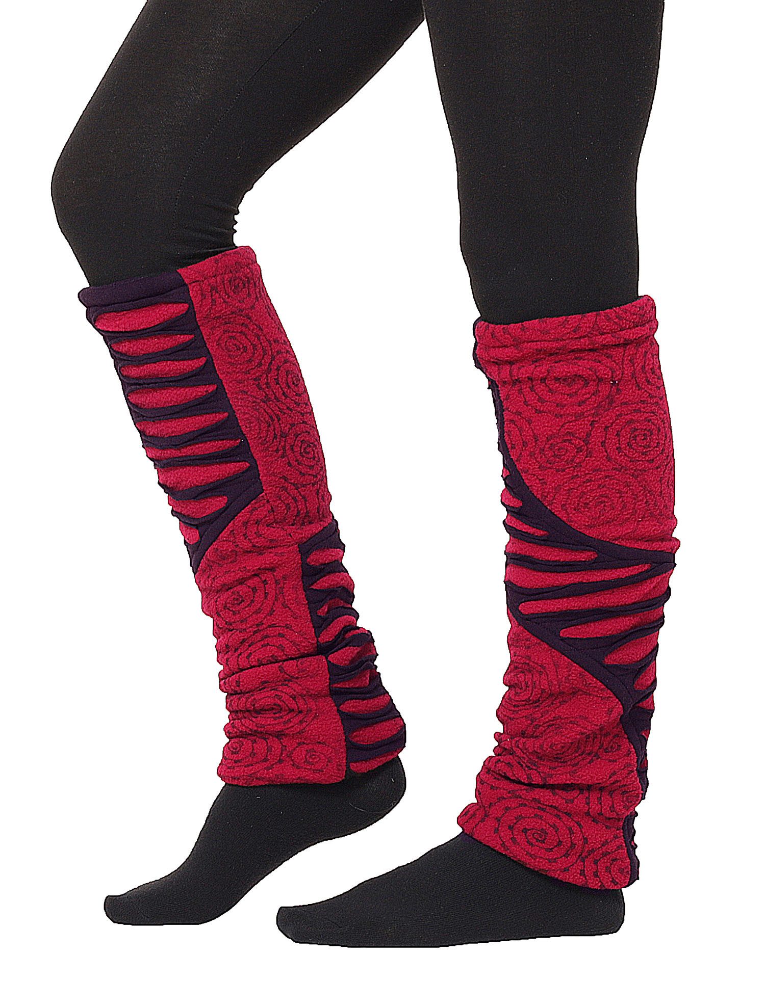 PUREWONDER Гетры Auffällige Гетры aus Jersey und Fleece mit Muster LW31 Rot (1 Paar) Einheitsgröße