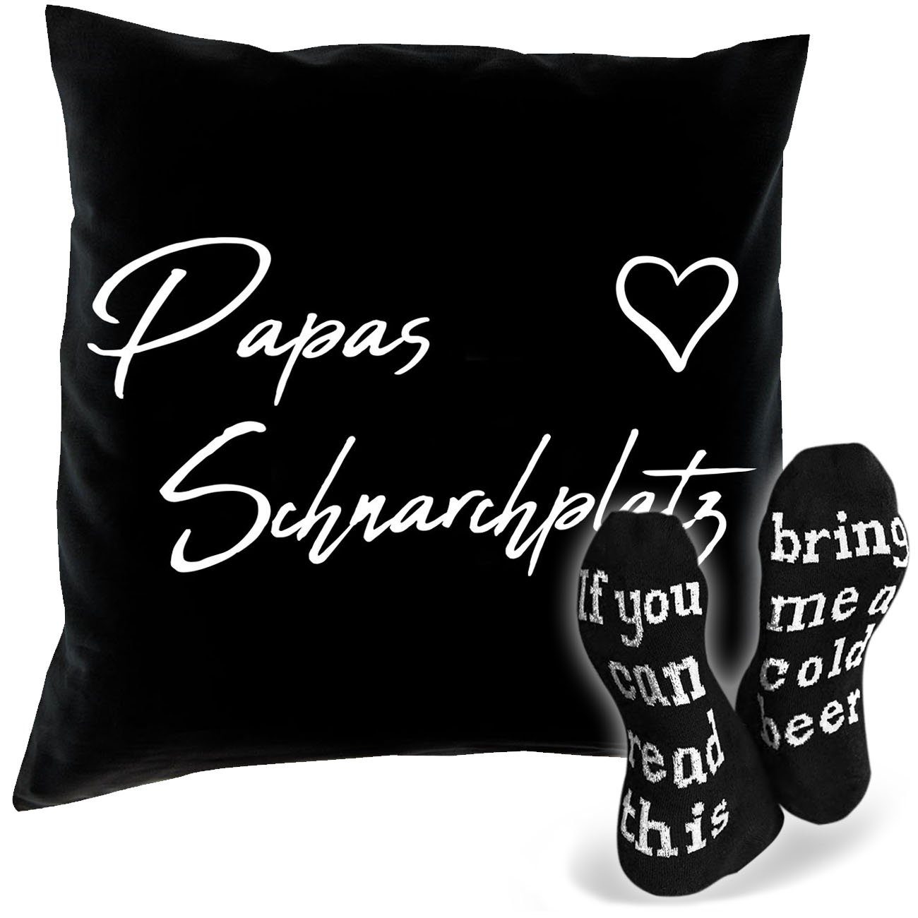 Soreso® Dekokissen Kissen + Papa Sprüche Geburtstagsgeschenk Vatertagsgeschenk Vatertag Weihnachten, Socken Weihnachtsgeschenk Geburtstag Geschenk