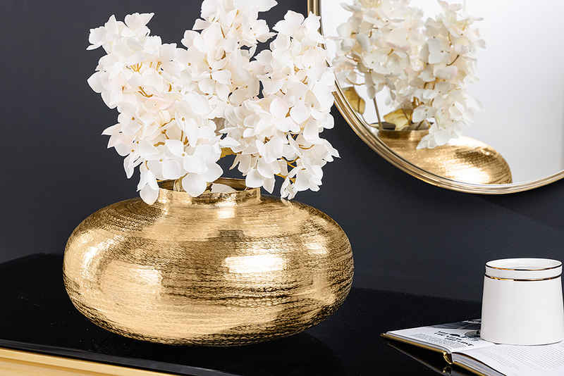 riess-ambiente Tischvase ABSTRACT ORIENT Ø35cm gold (Einzelartikel, 1 St), Dekoration · Metall · rund · für Blumen · Hammerschlag-Design