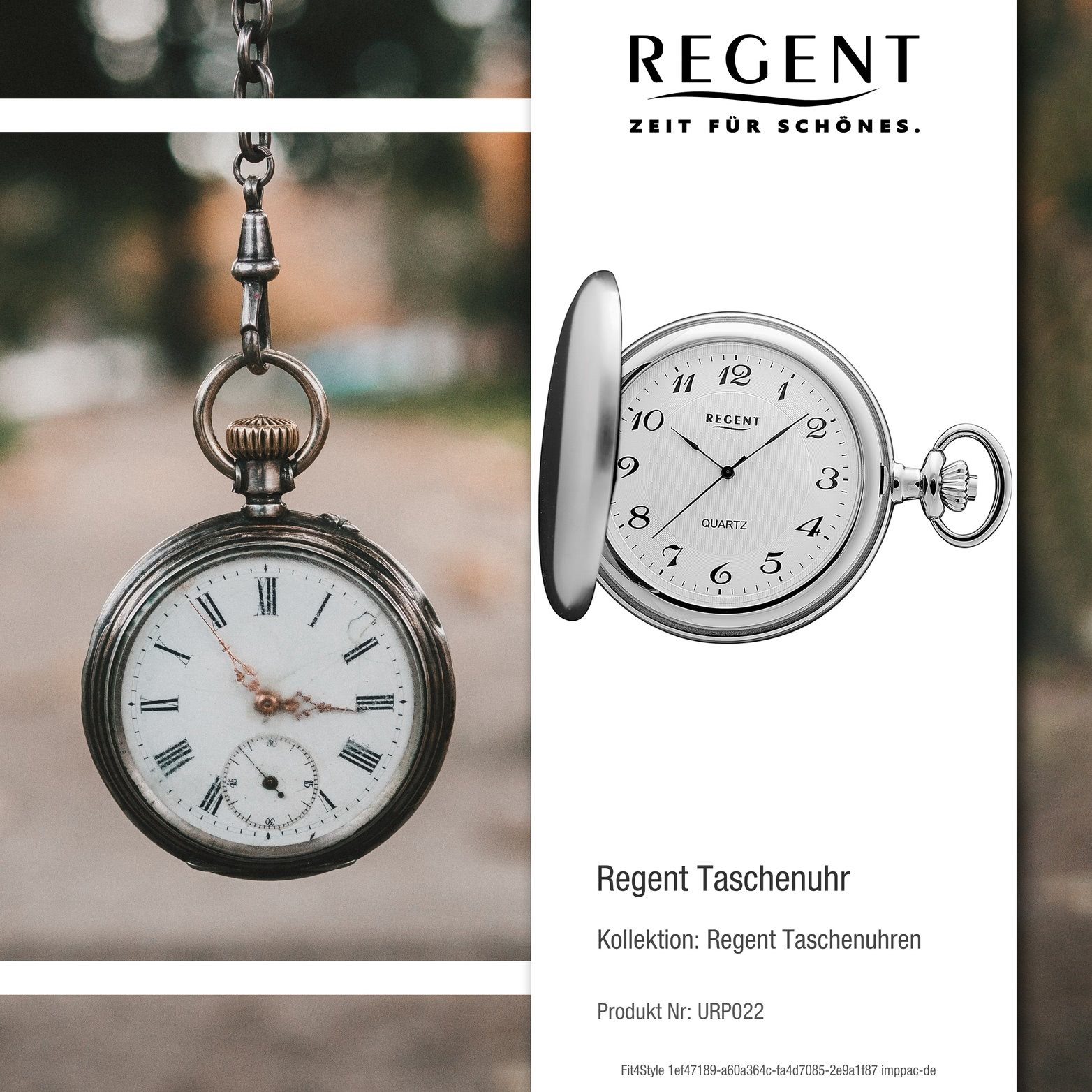 Metall (Analoguhr), rund, (ca. Mechanische Herren Taschenuhr, Elegant-Style Taschenuhr Regent groß 51mm), verchromt, Regent extra Herrenuhr