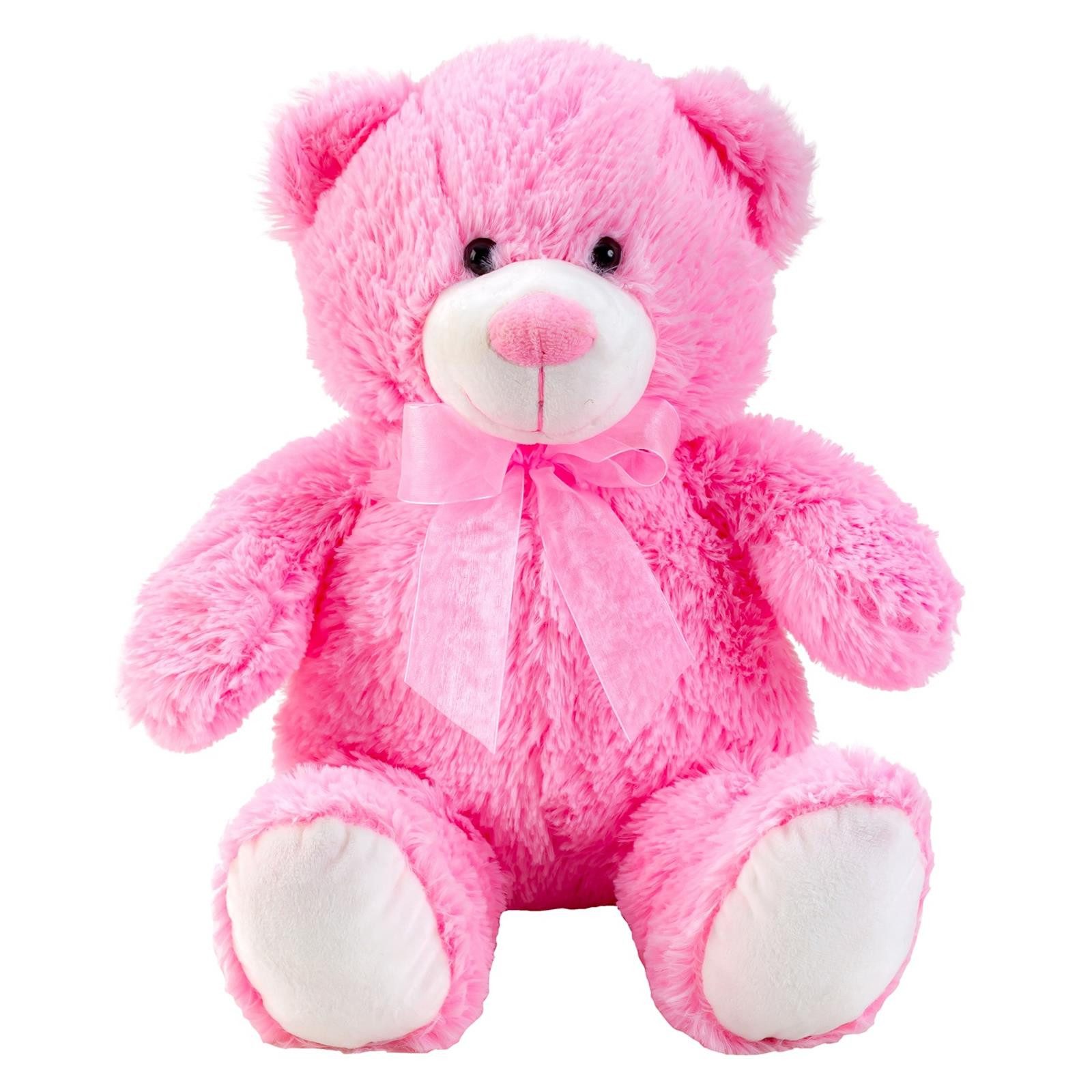Geschenkestadl Plüschfigur Süßer Teddybär mit Schleife – Blau oder Rosa – 50 cm (Teddybär mit Schleife blau oder rosa), kuschelweich Bär mit Schleife