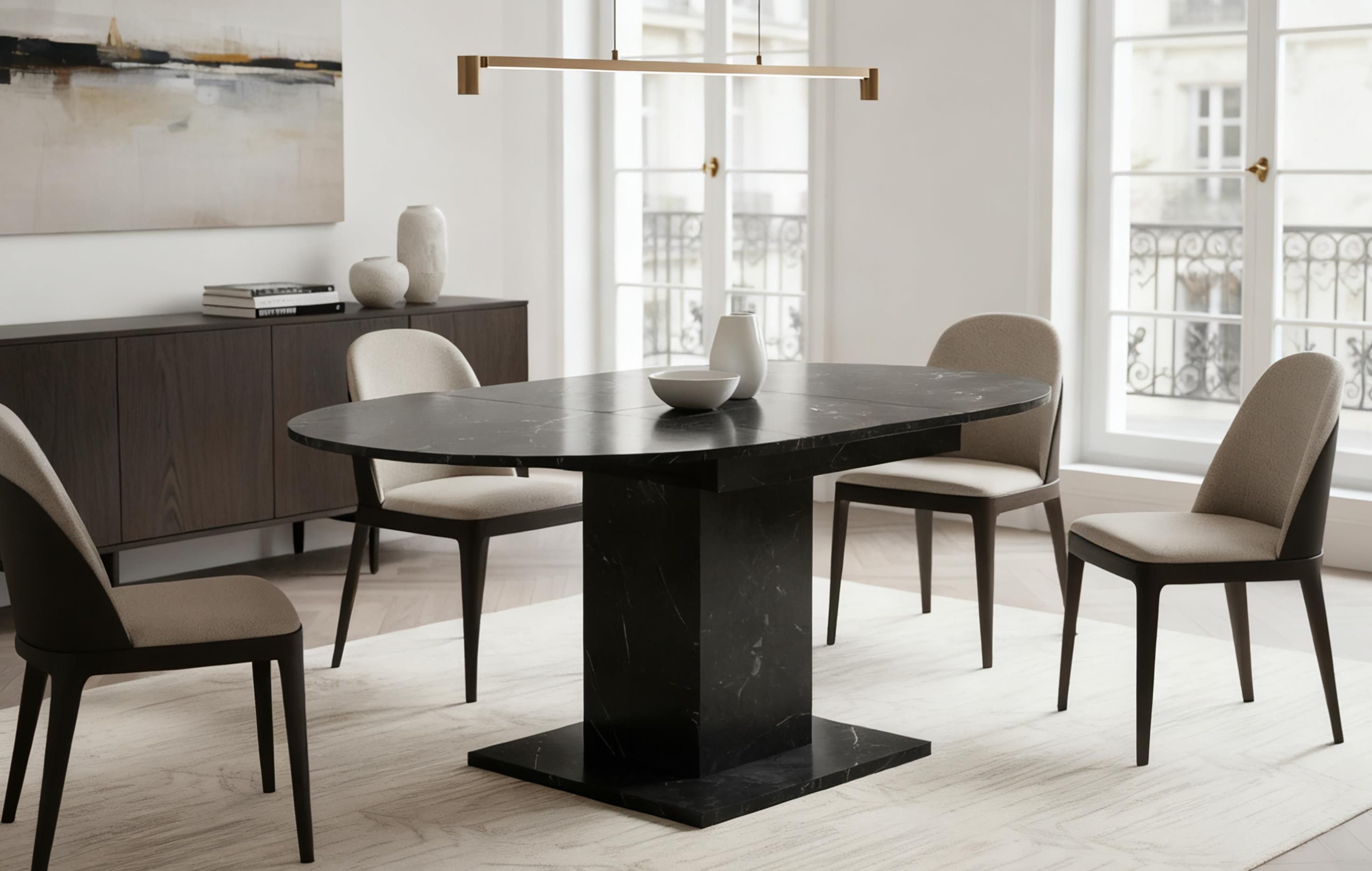 B&D home Säulen-Esstisch WIM, Holztisch, rund, ausziehbar 100-140cm, 4-6 Personen, versch. Farben