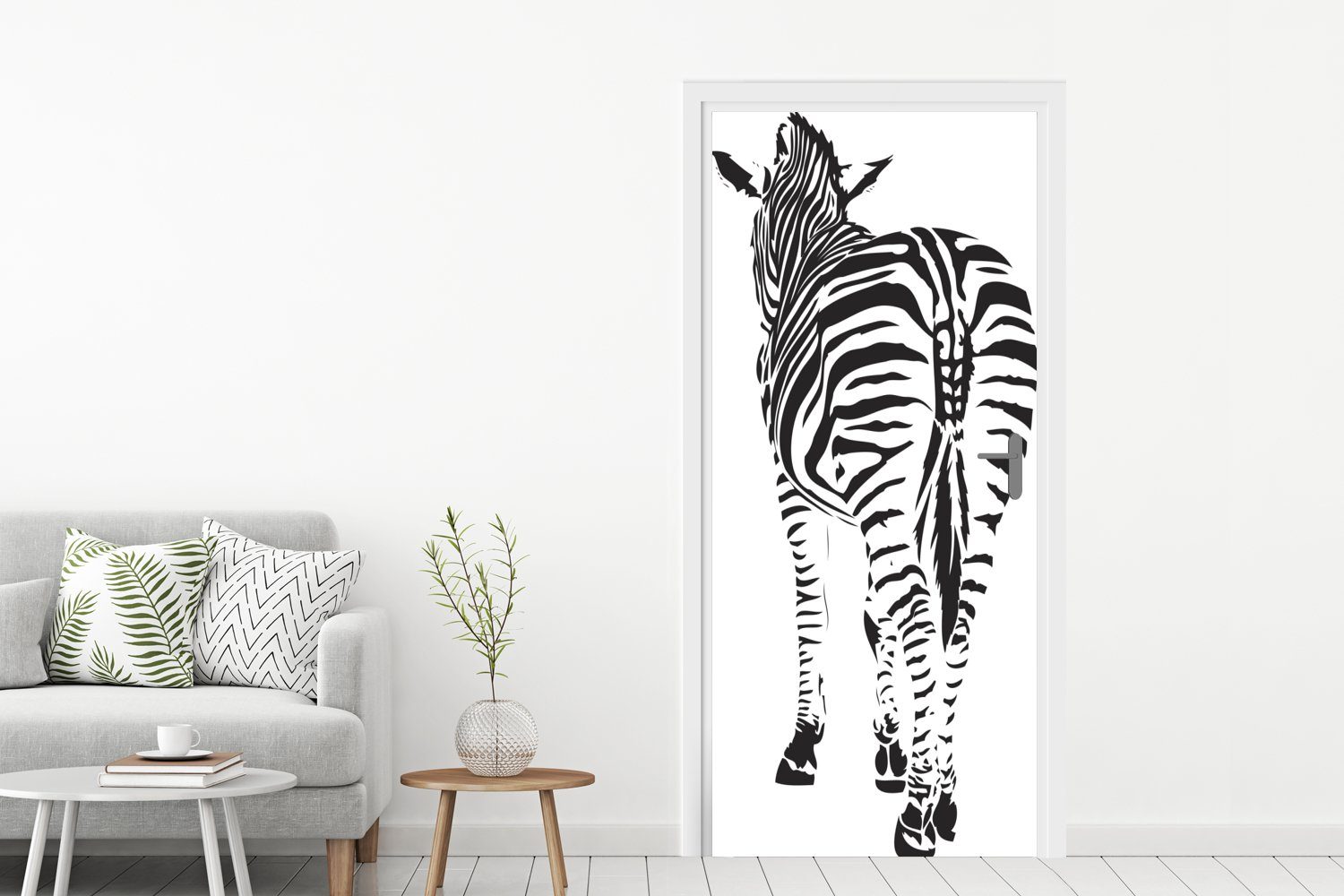 MuchoWow St), 75x205 - Illustration Streifen, Türaufkleber, bedruckt, cm - Türtapete für Fototapete Zebra Tür, Matt, (1