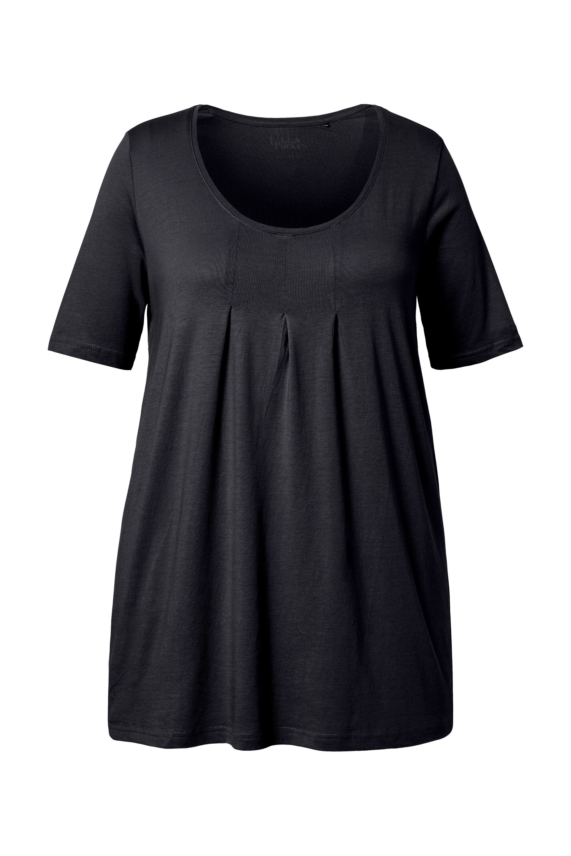 Ulla Popken T-Shirt T-Shirt Zierfalten A-Linie Rundhals Halbarm Modal günstig online kaufen