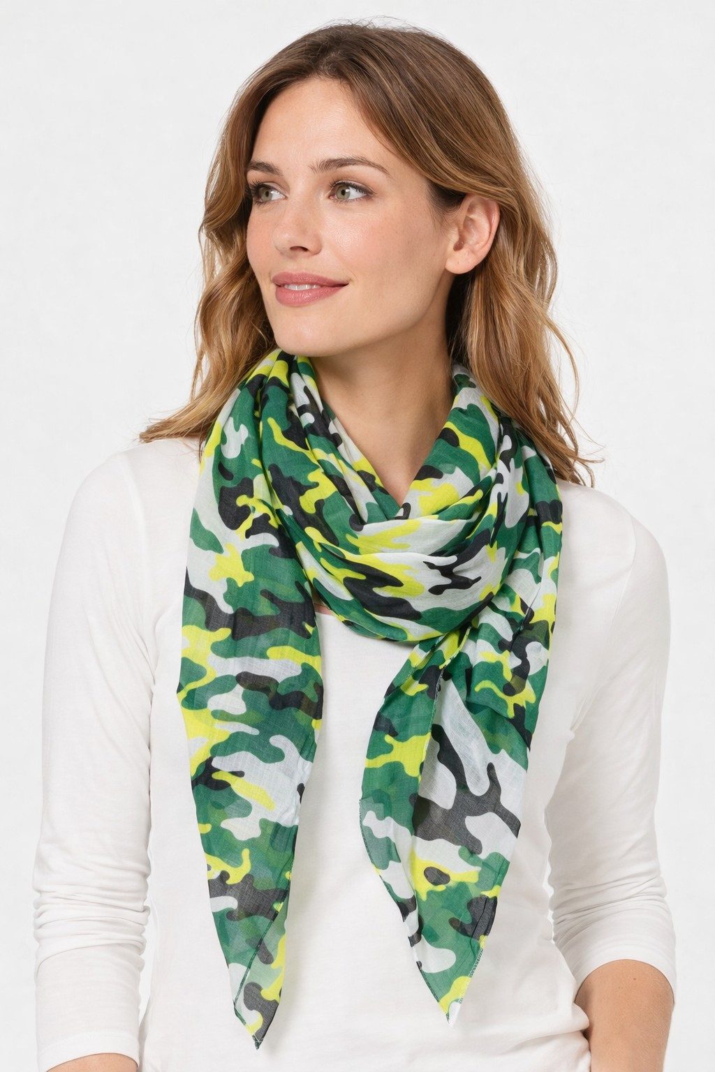 Cassandra Accessoires Schal Damen Schrägschal, Camouflage, mit Seide