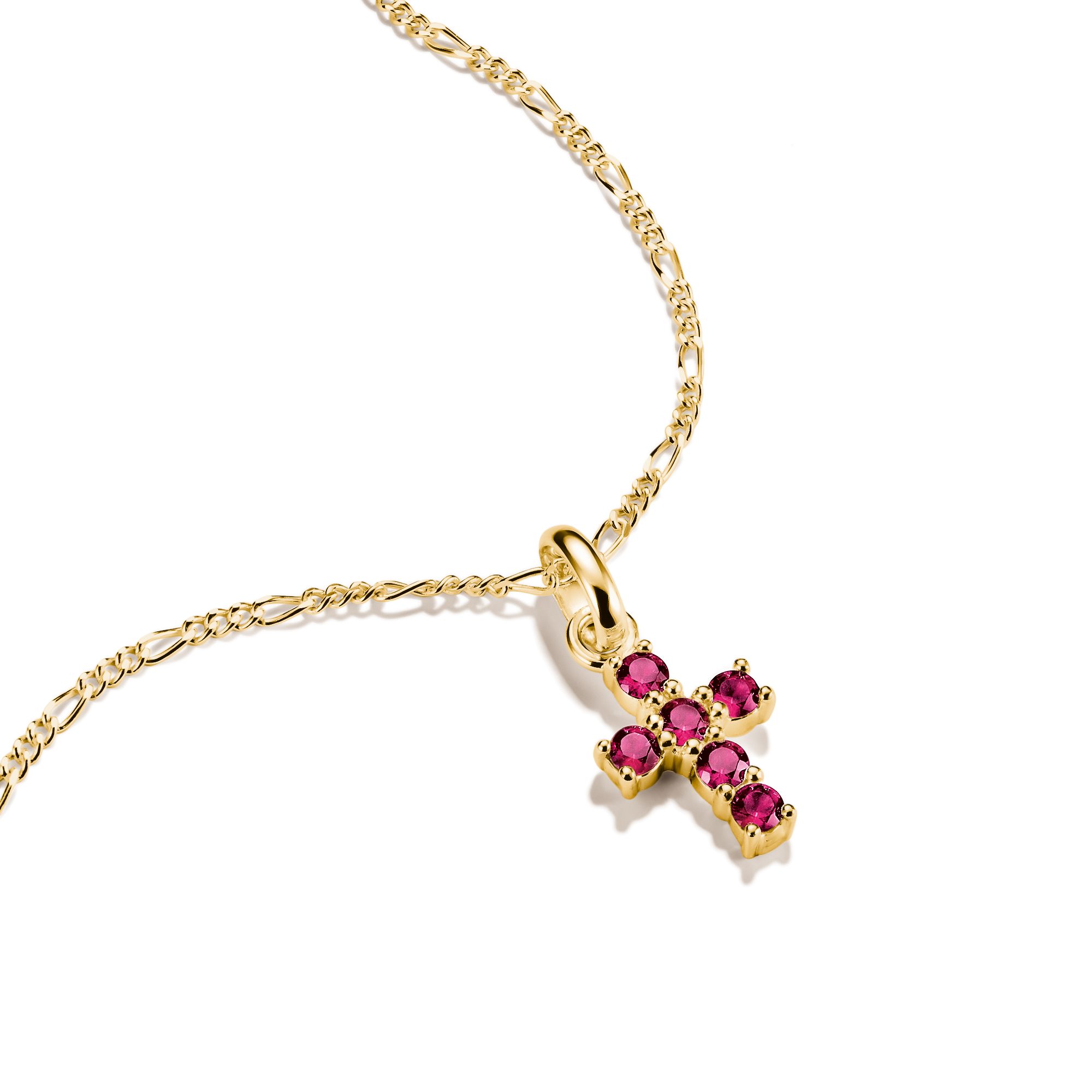 THOMAS SABO Charm-Einhänger Kreuz mit Schmucksteinen, Kommunion - Connect, mit Rubin (synth)