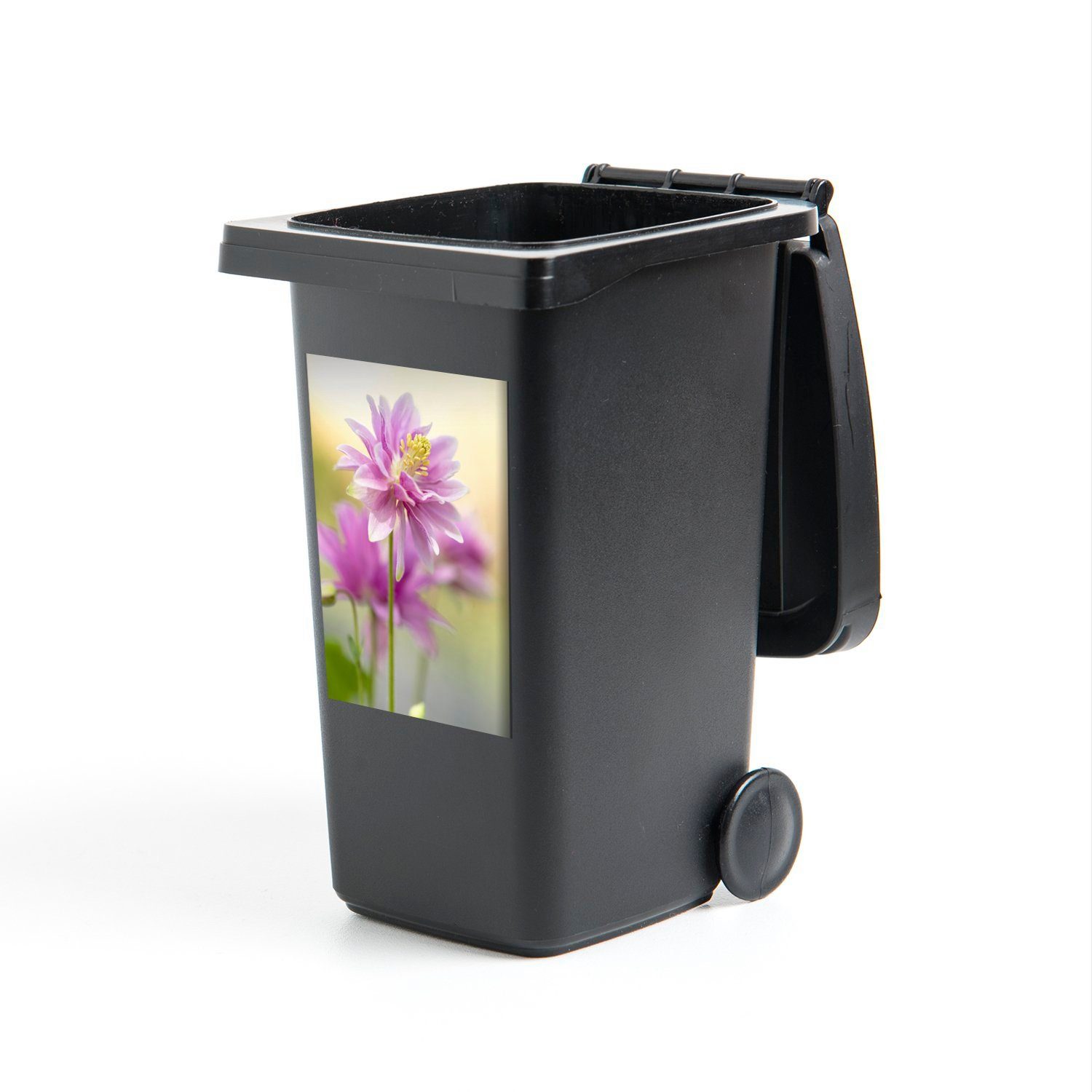 Abfalbehälter Mülleimer-aufkleber, Mülltonne, (1 Aquilegia Wandsticker MuchoWow Sticker, St), Nahaufnahme Container, in