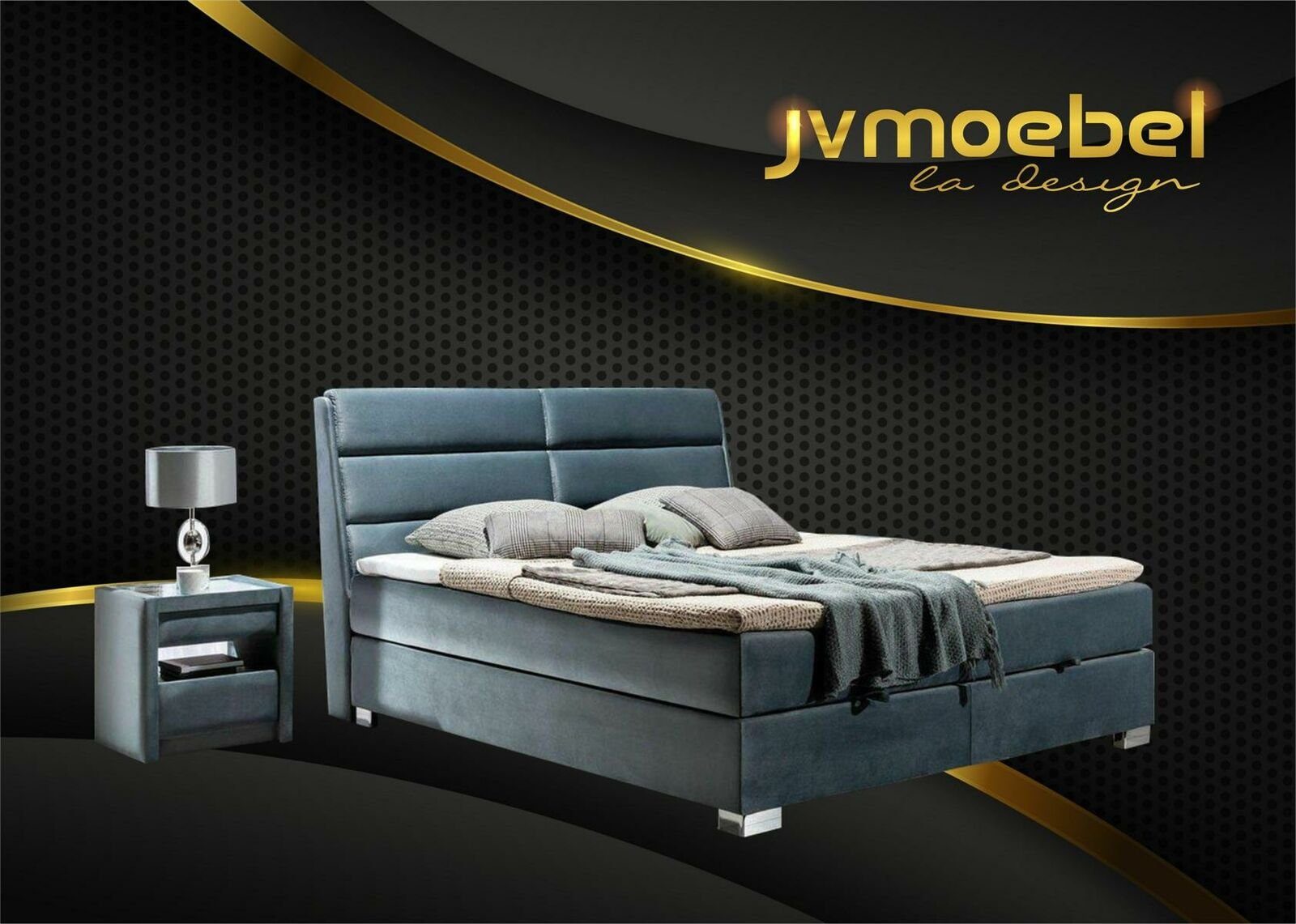 JVmoebel Bett, Moderne Möbel Betten Design Textil Luxus Schlafzimmer Bett Blau