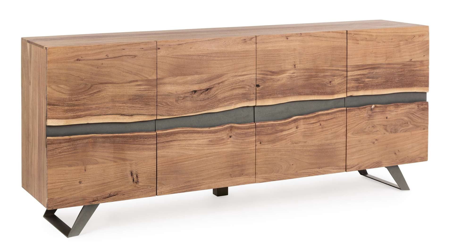 Feeling4Home Sideboard Aron aus Akazienholz, 198 cm, Türen mit Magnetverschluss