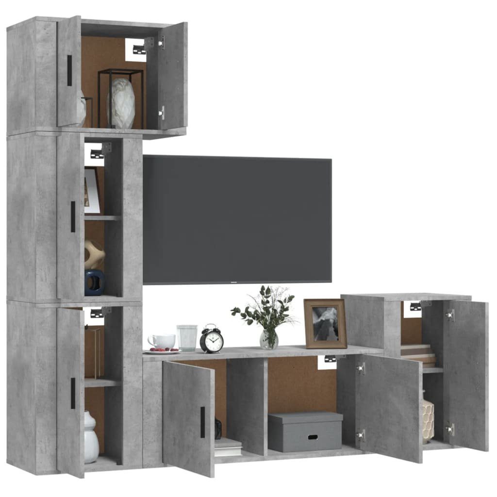 TV-Schrank-Set (5-St) vidaXL Holzwerkstoff TV-Schrank 5-tlg. Betongrau