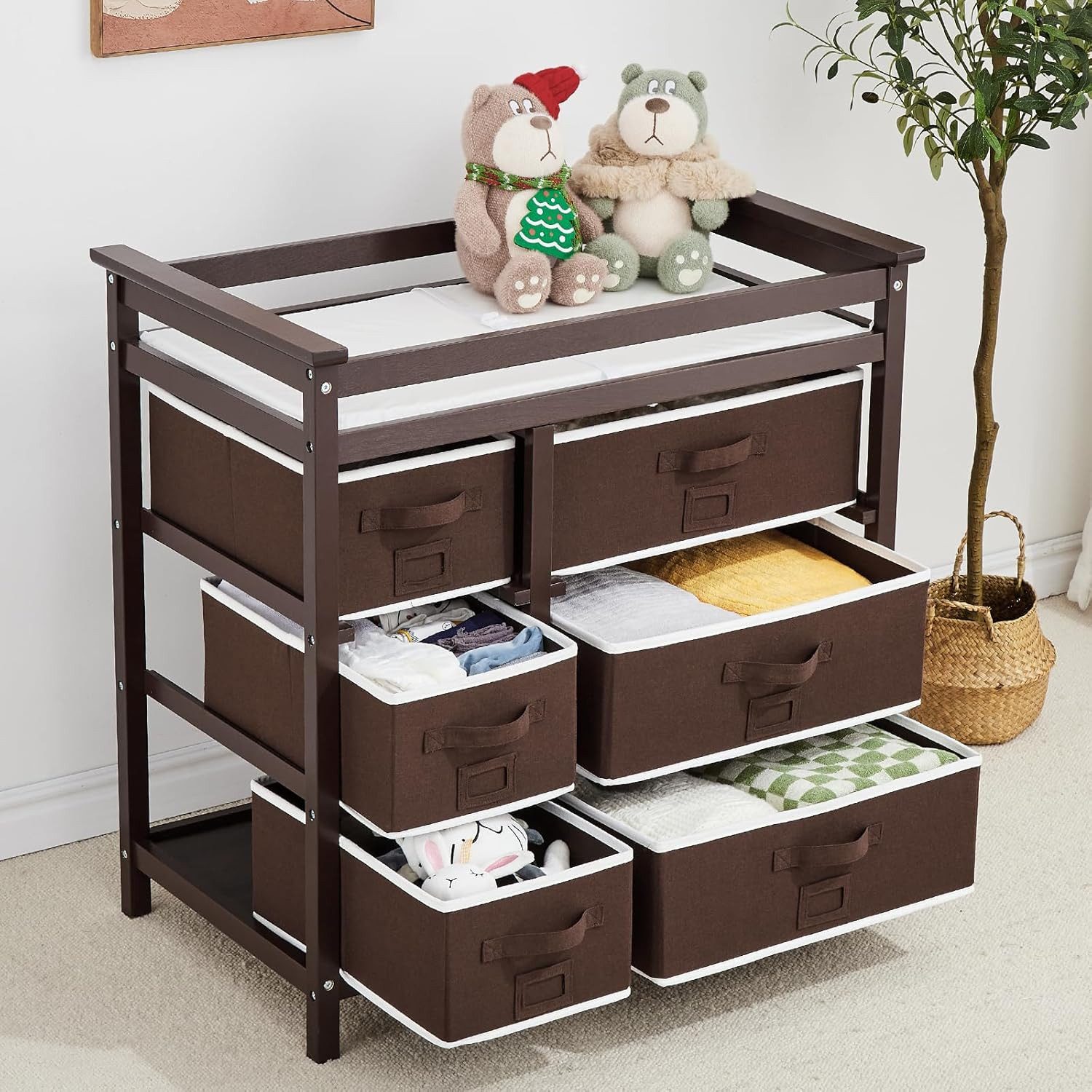 GarveeMore Wickeltisch aus Holz mit 6 günstig online kaufen